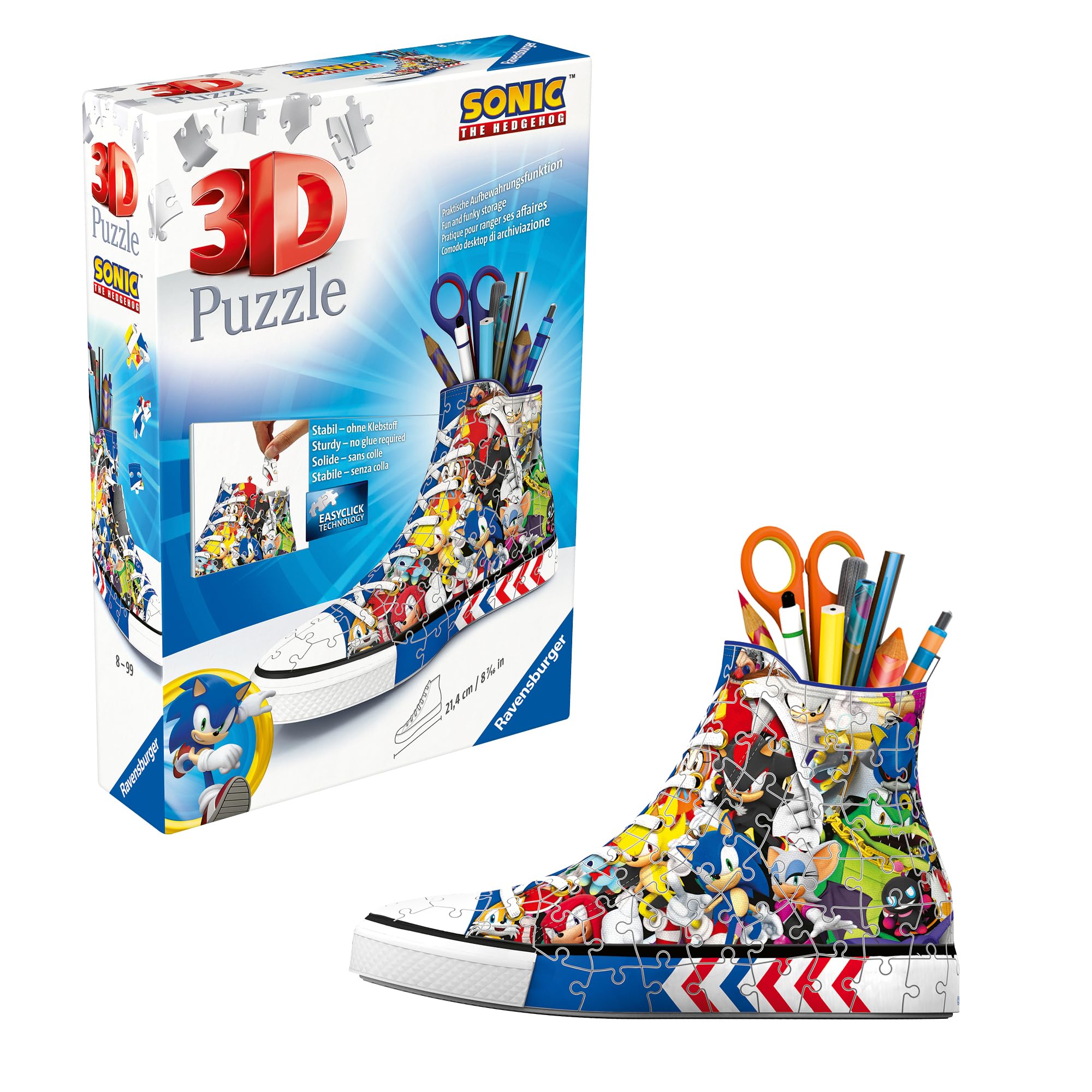 Ravensburger Sonic The Hedgehog Sneaker 3D Puzzle | Unique Collectible Puzzle with 108 Pieces | Fun for Sonic Fans | No Glue Needed