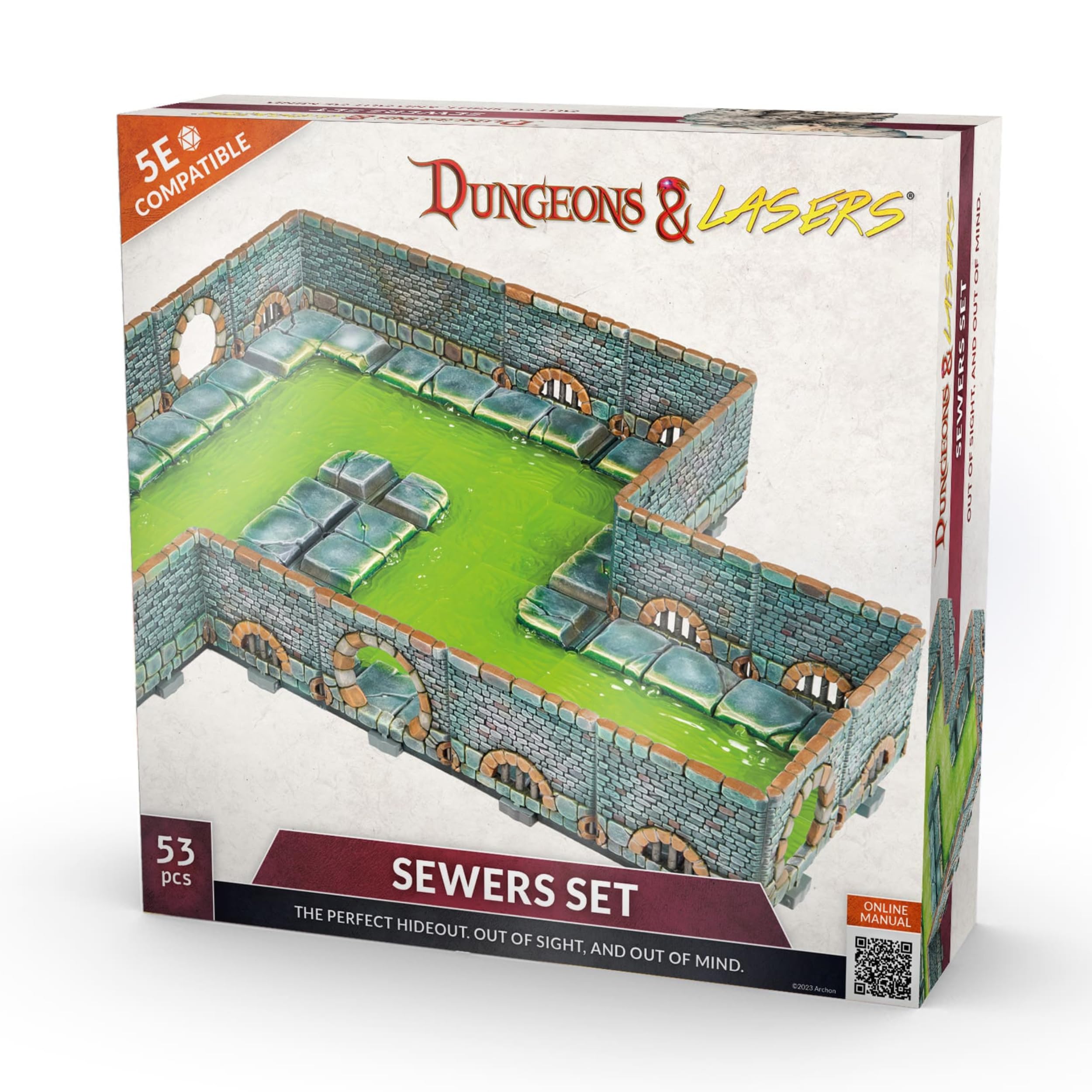 Dungeons & Lasers: Sewers Core Set Miniature Terrain – Unpainted by Archon Studios - Compatible with DND and Other Tabletop RPG Games