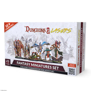 Archon Studio Dungeons & Lasers: Fantasy DND Miniatures Set - 27 Figures with Scenic Bases for 5E Compatible Tabletop RPG Games - Unpainted, Assembly Required - for Ages 14 Years and up