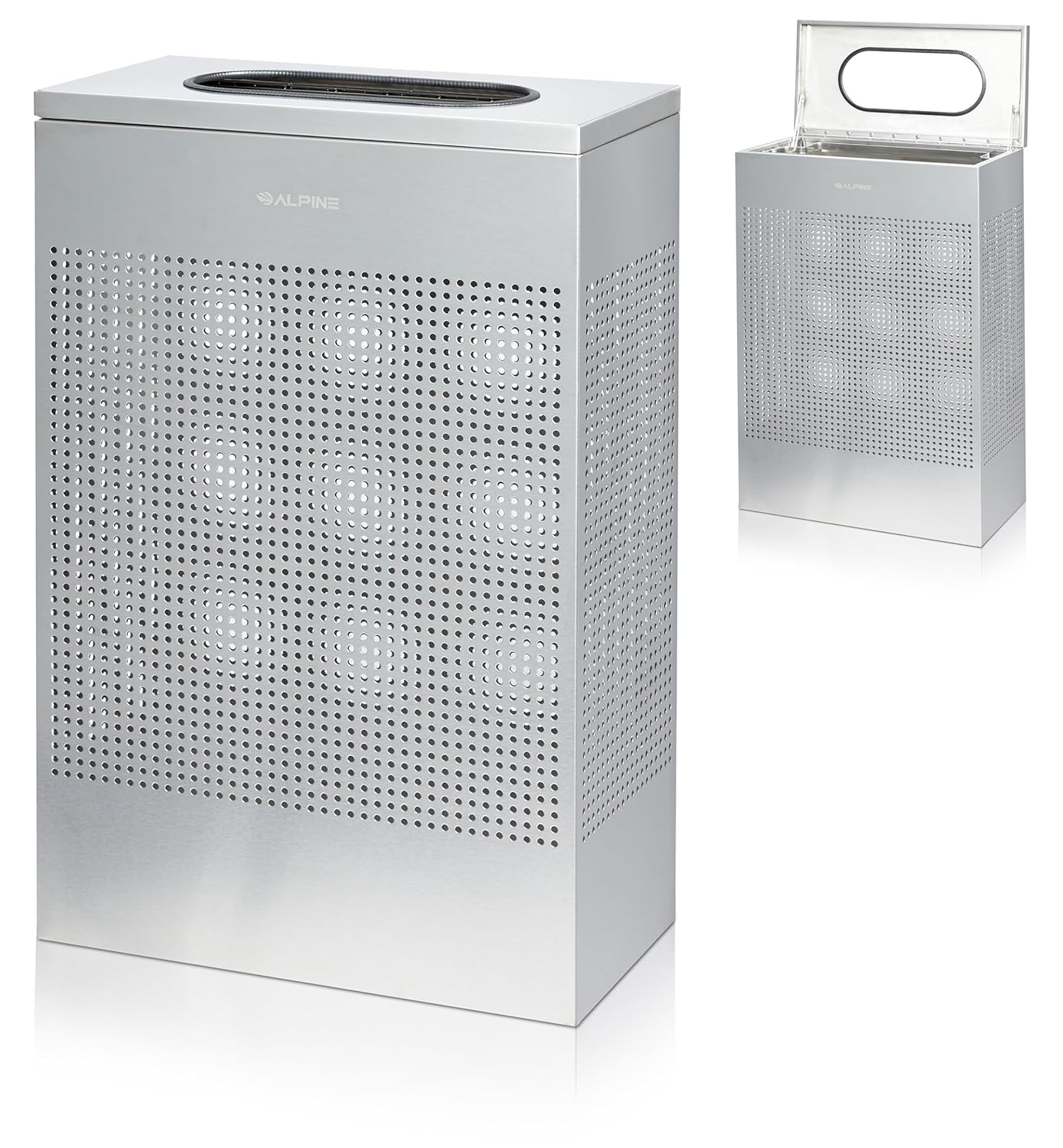 13 Gallon Stainless Steel Square Perforated Decorative Waste Receptacle