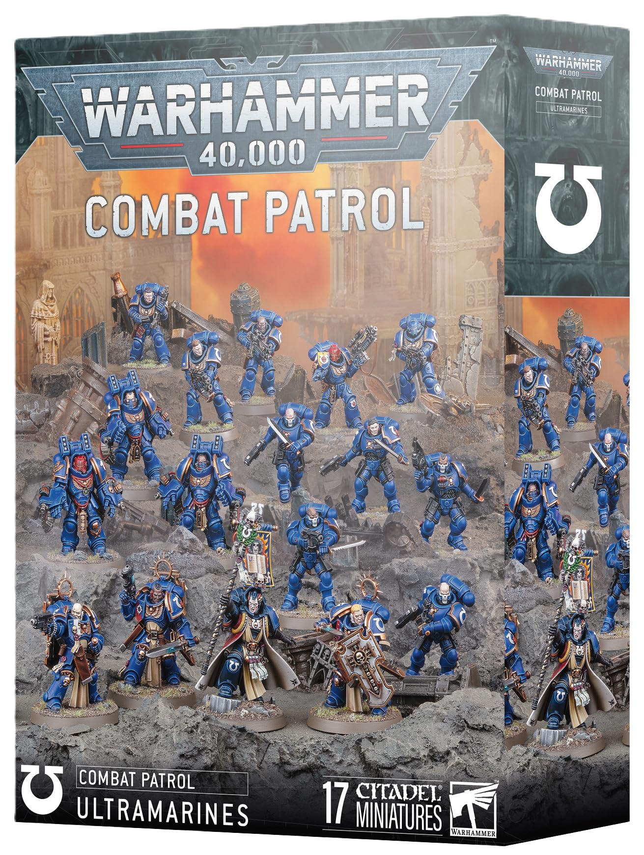 Warhammer 40,000 Combat Patrol: Ultramarines – 17 Space Marine Miniatures | Chief Librarian Tigurius, Bladeguard Veterans, Reivers & Aggressors | Warhammer 40K Army Set