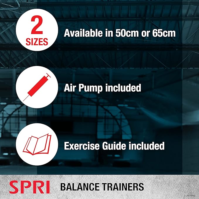 SPRI Balance Trainer Dome Shape Half-Exercise Ball with Non-Skid Base –  Sport (50cm) for Balance Training, Strength Building, Toning, and Improved Flexibility