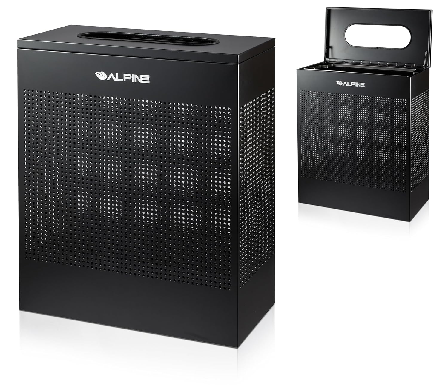 23 Gallon Black Perforated Metal Square Decorative Waste Receptacle