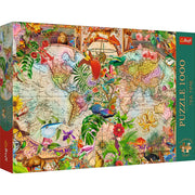 Trefl Antique World Map 1000 Jigsaw Puzzle, Premium Plus, Tea Time 27"x19" A Series of Painted Nostalgic Pictures, Perfect Matching of Elements, for Adults and Children from 14 Years Old