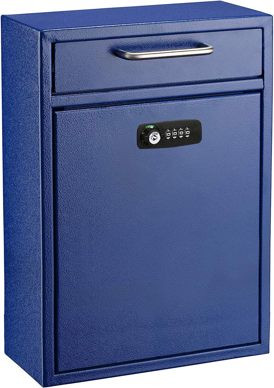 Blue Large Drop Box Wall Mounted Locking Mail Box with Key and Combination lock with Suggestion Cards
