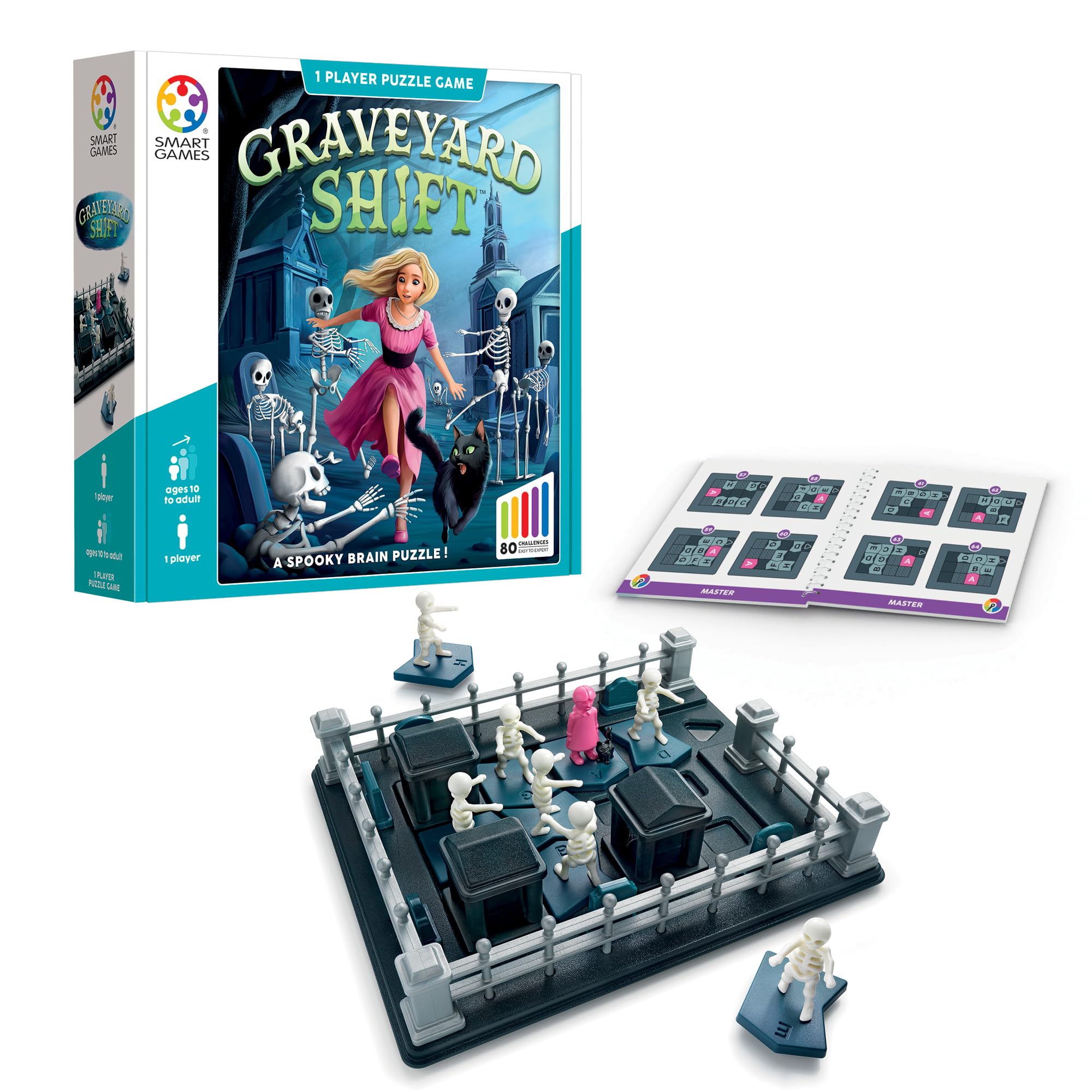 SmartGames Graveyard Shift – Spooky Logic Puzzle Game with 80 Challenges for Ages 8+