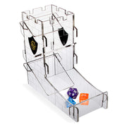 ENHANCE Dice Tower and Tray for Tabletop RPG Games - Portable Roller with Castle Tower Design, Roll Up to 14 Standard Dice at Once - Etched Castle Rolling Tray Great for Game Nights
