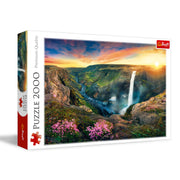 Trefl Háifoss Waterfall, Iceland 2000 Piece Jigsaw Puzzle Red 38"x27" Print, DIY Puzzle, Creative Fun, Classic Puzzle for Adults and Children from 14 Years Old