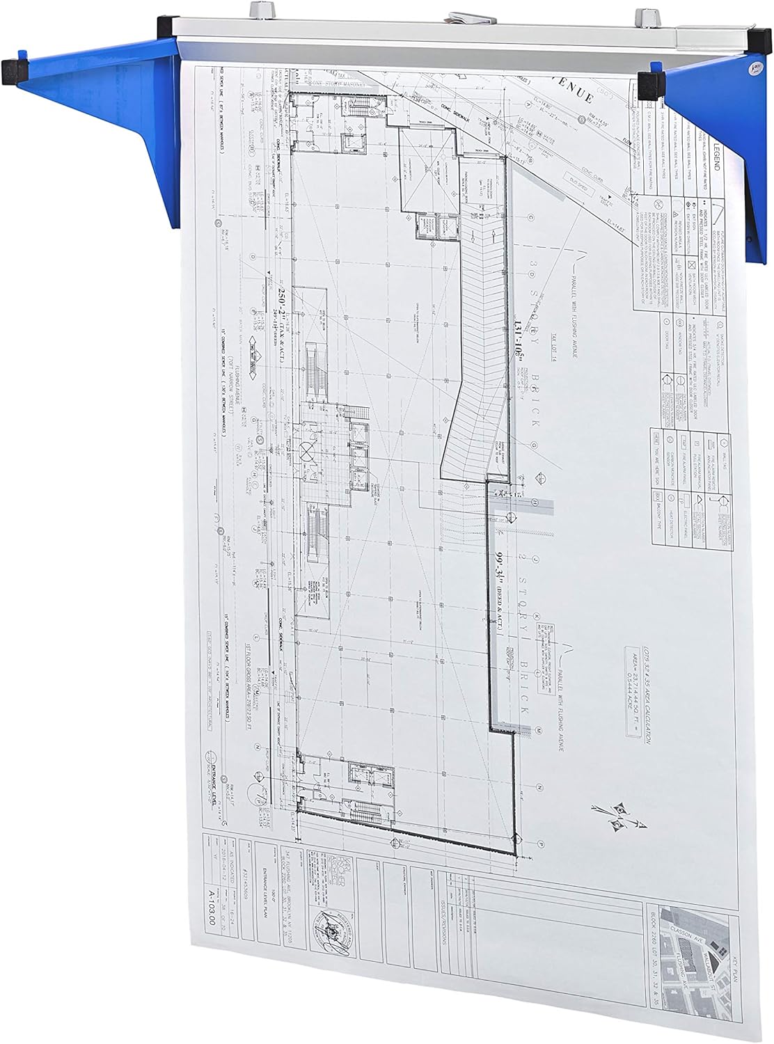 Drop Lift Wall Rack for Blueprints, Blue (2 pack)
