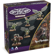 Renegade Games: Heroscape: Rising Tide – Wing Commander Tuck Harrigan & Vorid Glidestrikers Army Expansion - 5 Assembled Unpainted Miniatures, 2 Cards