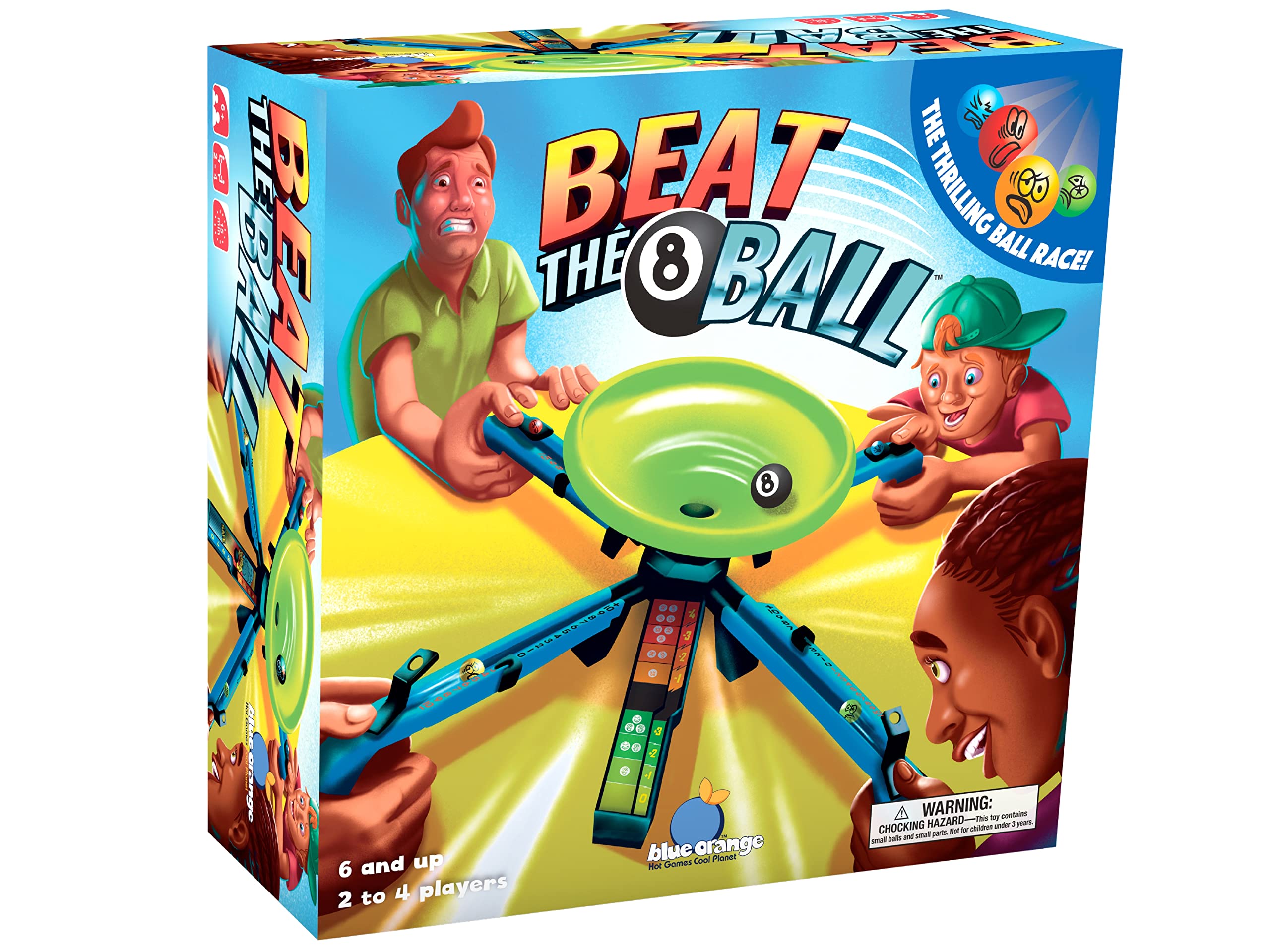 Beat The 8 Ball Action Dexterity Party Game - Kids, Family or Adult Speed Active Party Game by Blue Orange Games for 2 to 4 Players. Recommended for Ages 6 & Up.