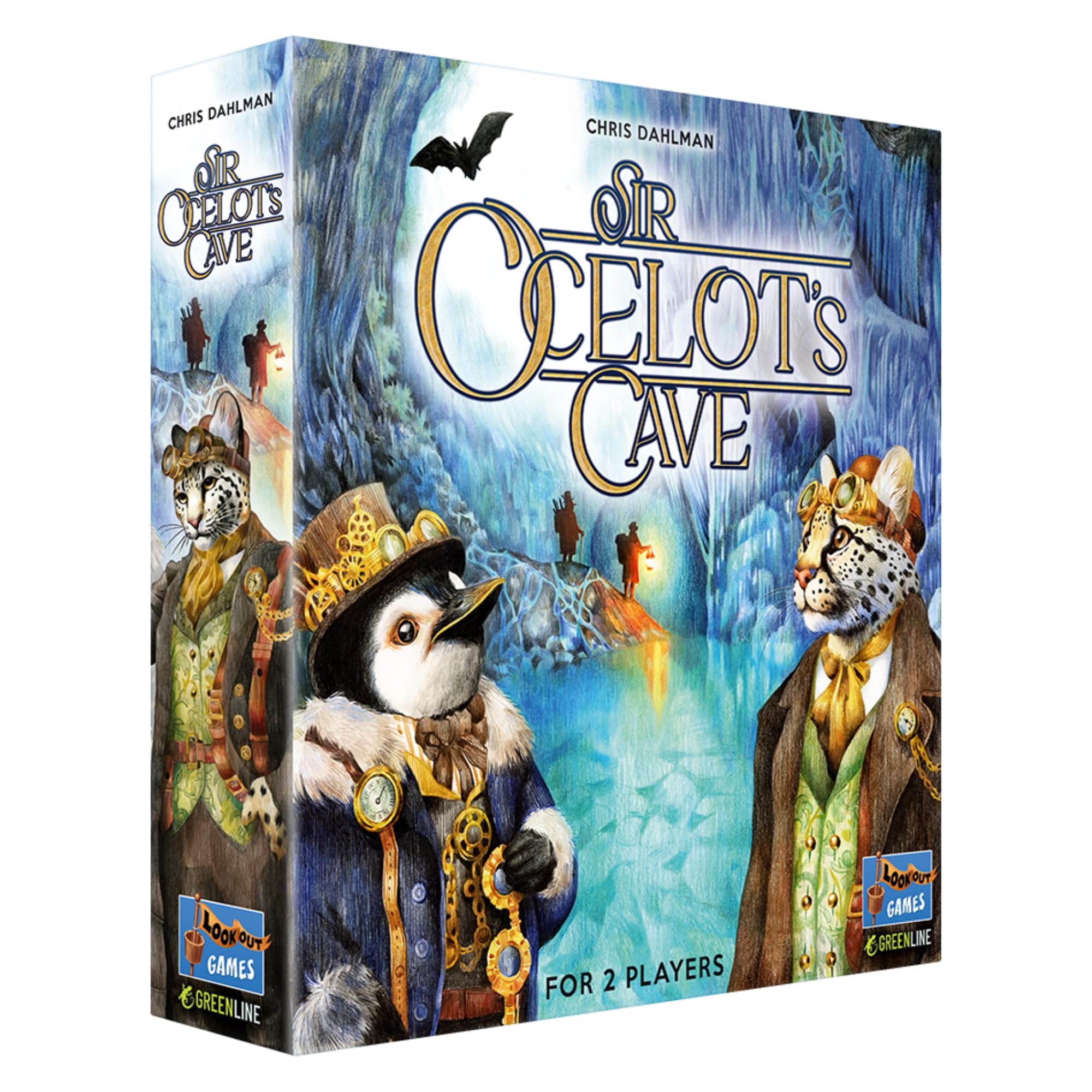 Sir Ocelot's Cave Board Game - Treasure Hunting and Gem Collecting Strategy Game, Fun for Families, Kids & Adults, Ages 8+, 2 Players, 20 Minute Playtime, Made by Lookout Games