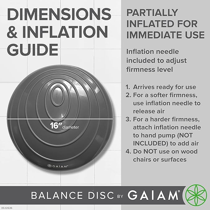 Gaiam Balance Disc Wobble Cushion Stability Core Trainer for Home or Office Desk Chair & Kids Alternative Classroom Sensory Wiggle Seat - Black