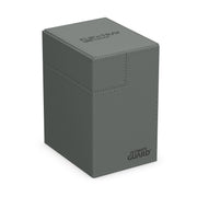 Ultimate Guard Flip'n'Tray 133+, Deck Case for 133 Double-Sleeved TCG Cards + Dice Tray, Grey, Independent Magnetic Closure & Microfiber Inner Lining