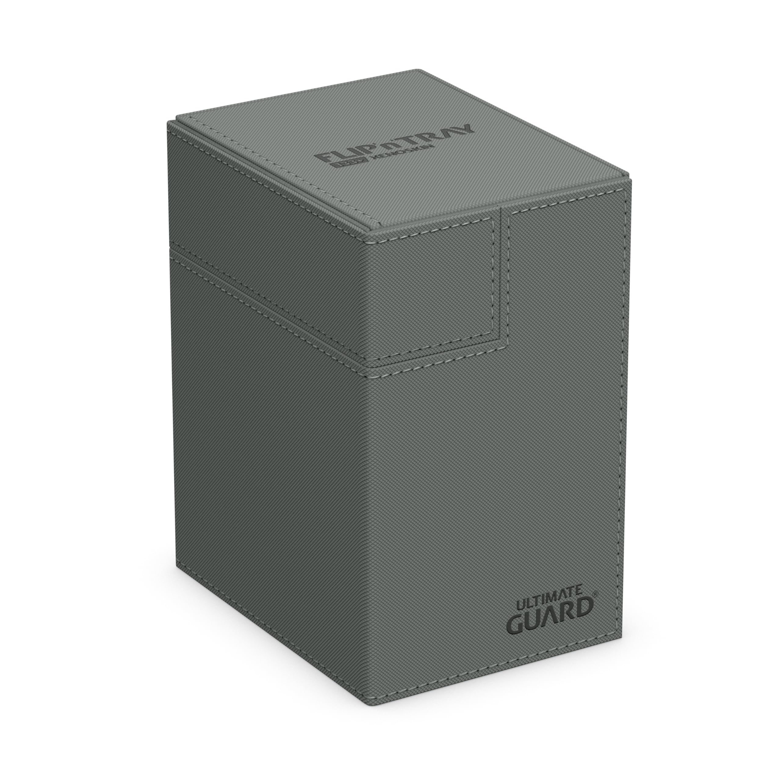 Ultimate Guard Flip'n'Tray 133+, Deck Case for 133 Double-Sleeved TCG Cards + Dice Tray, Grey, Independent Magnetic Closure & Microfiber Inner Lining