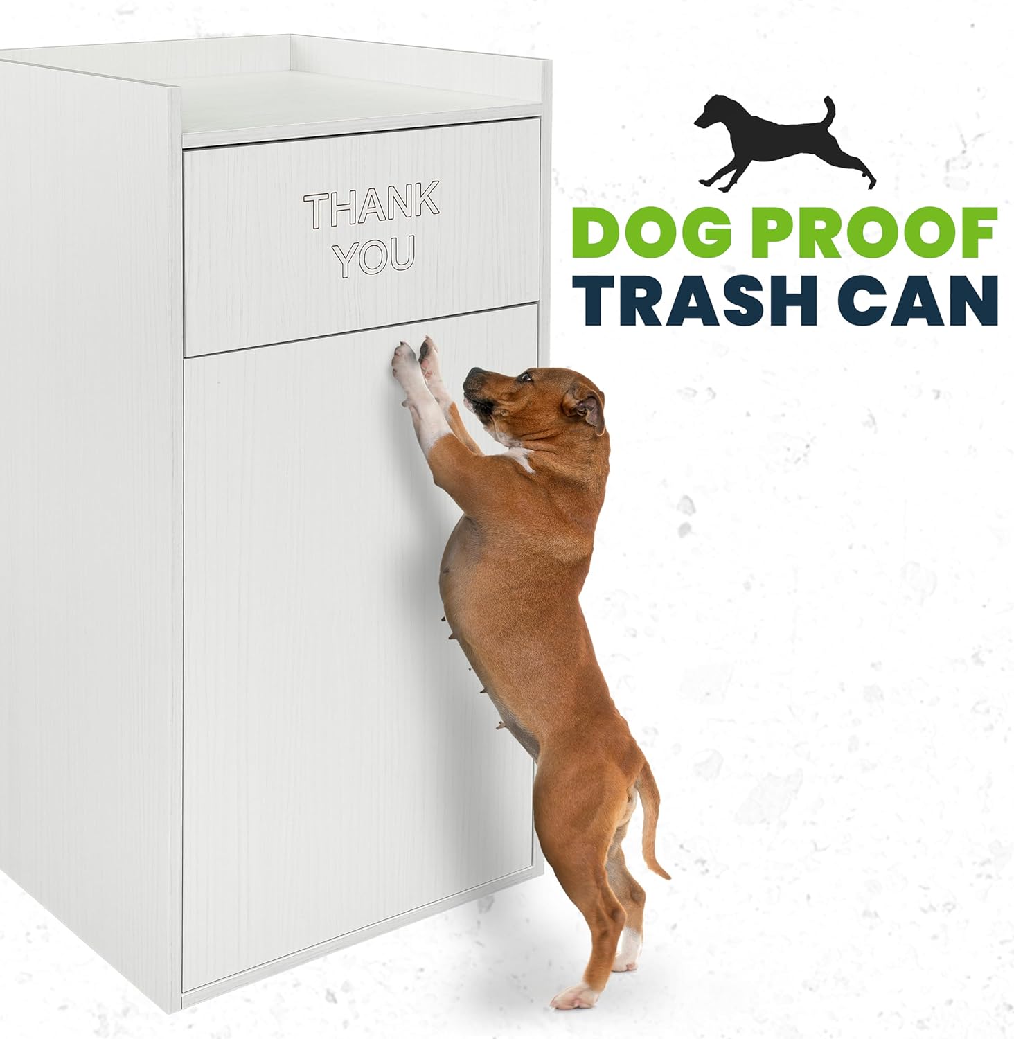 White 40 Gallon Wood Receptacle Enclosure with Drop Hole and Tray Shelf
