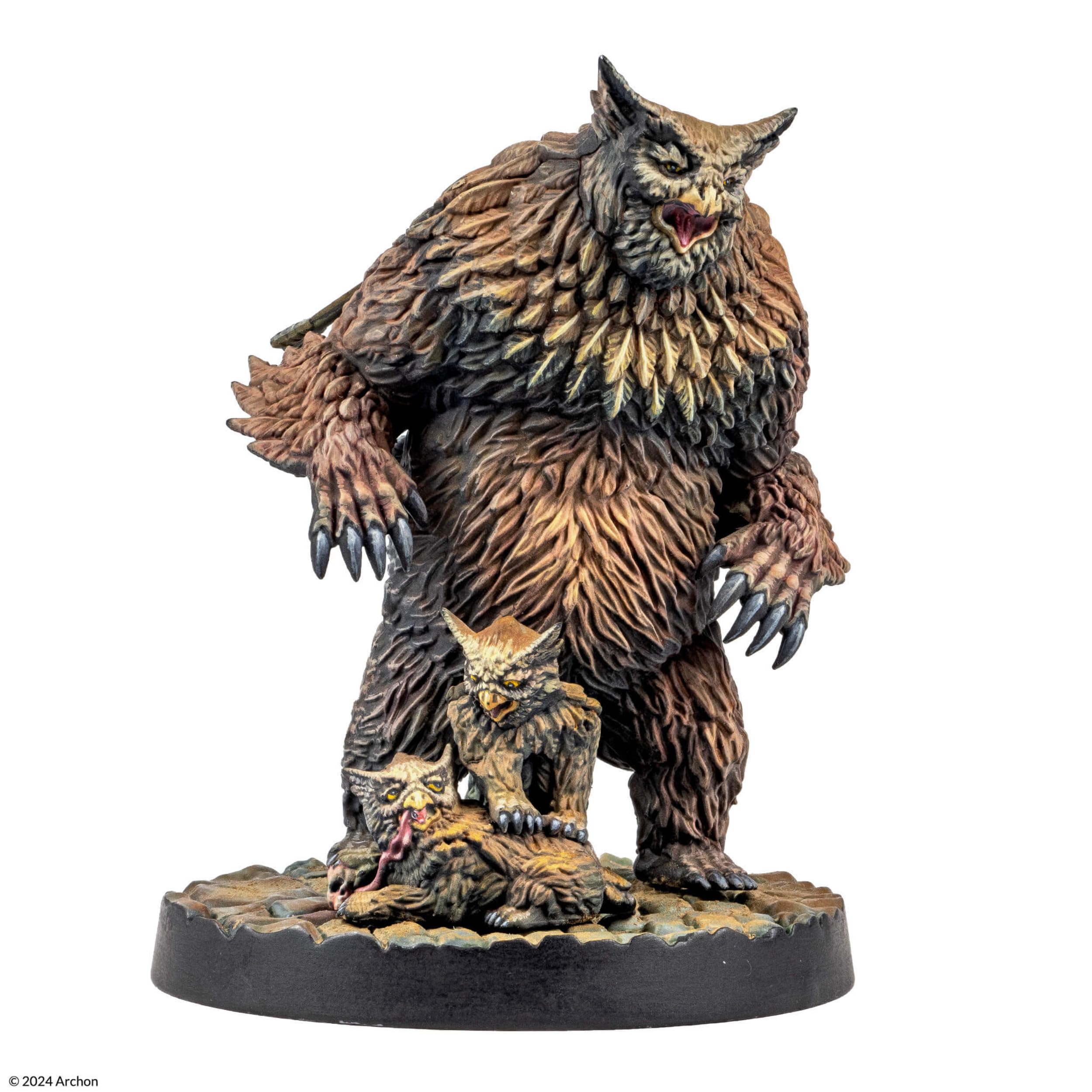 Dungeons & Lasers: Owlbear Family Miniature with Scenic Base - Mini Figure for use with DND and 5E Compatible RPG Games - Unpainted and Unassembled