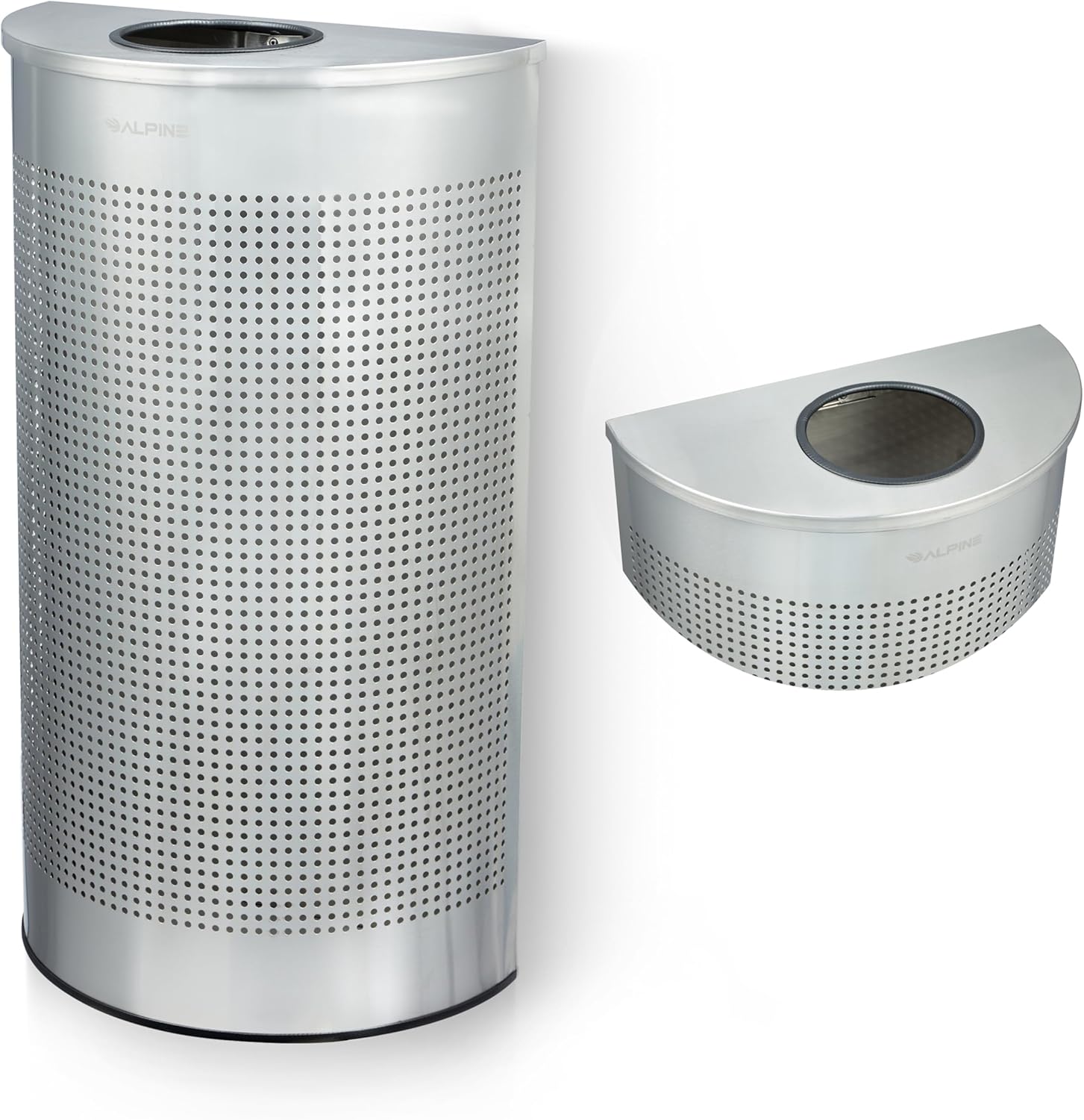 12 Gallon Stainless Steel Perforated Half Round Decorative Waste Receptacle