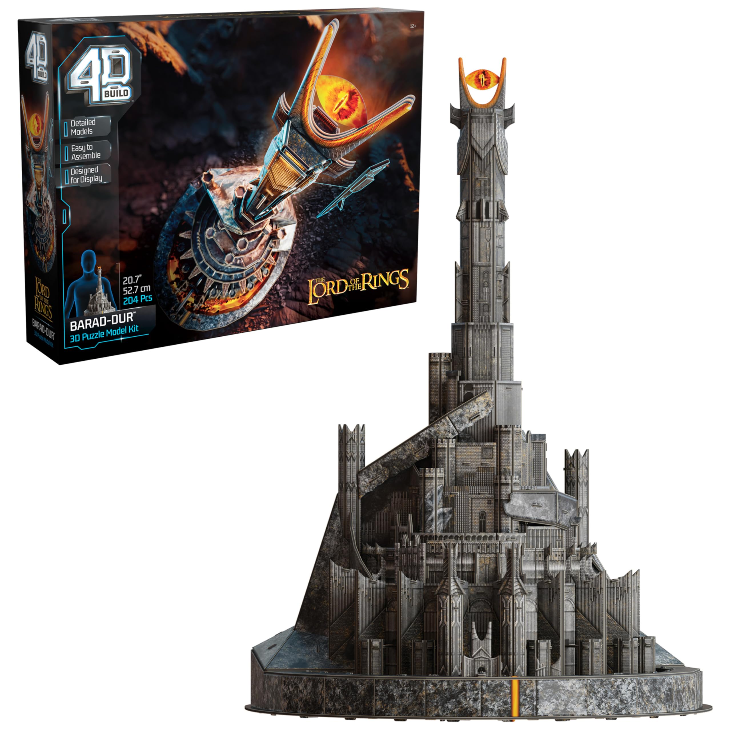 4D Build, Lord of The Rings Barad-Dur Eye of Sauron 3D Model Kit, Lord of The Rings Collectibles & Desk Décor, Adult Puzzle, Building Toys, 204 Pieces, 3D Puzzles, Gift Ideas for Ages 12 & Up