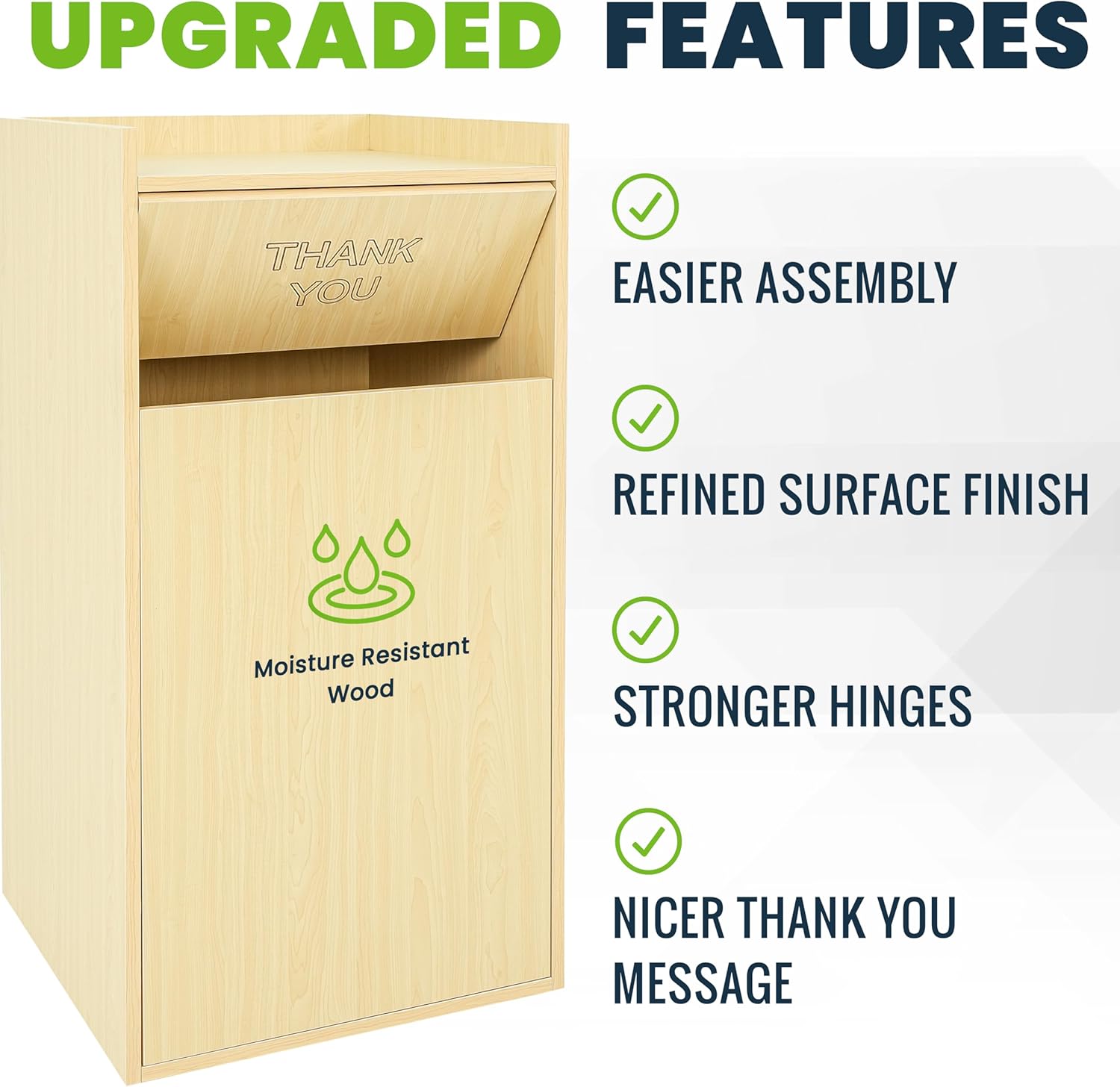 40 Gal. Oak Finish Wood Commercial Tray Top Waste Enclosure Trash Receptacle 2 Pack
