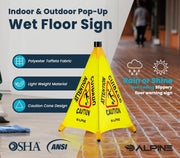 20 in. Yellow Multi-Lingual Pop-Up Wet Floor Sign 5-Pack