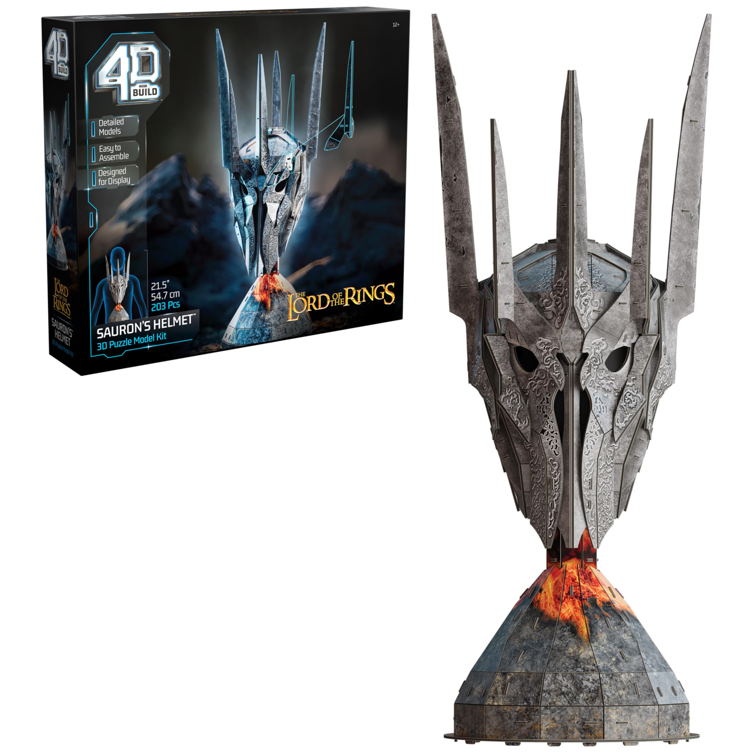 4D Build, Lord of The Rings Sauron Helmet 3D Model Kit, Lord of The Rings Collectibles & Desk Décor, Adult Puzzle, Building Toys, 203 Pieces, 3D Puzzles, Gift Ideas for Ages 12 & Up