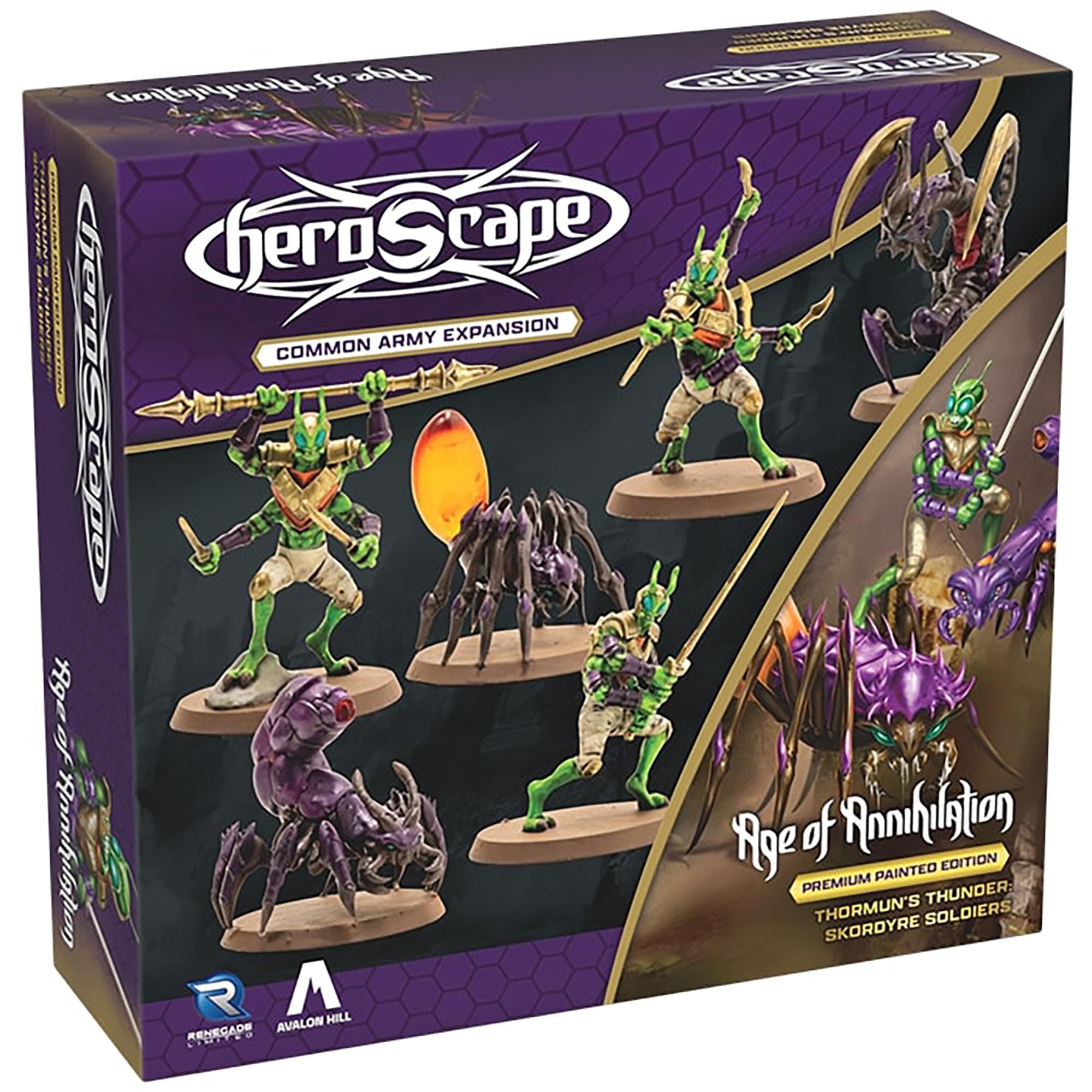 Renegade Games: Heroscape - Skordyre Soldiers Common Army Expansion - 6 Unpainted Assembled Hero Miniatures, 4 Army Cards, Tabletop Battle Game Set