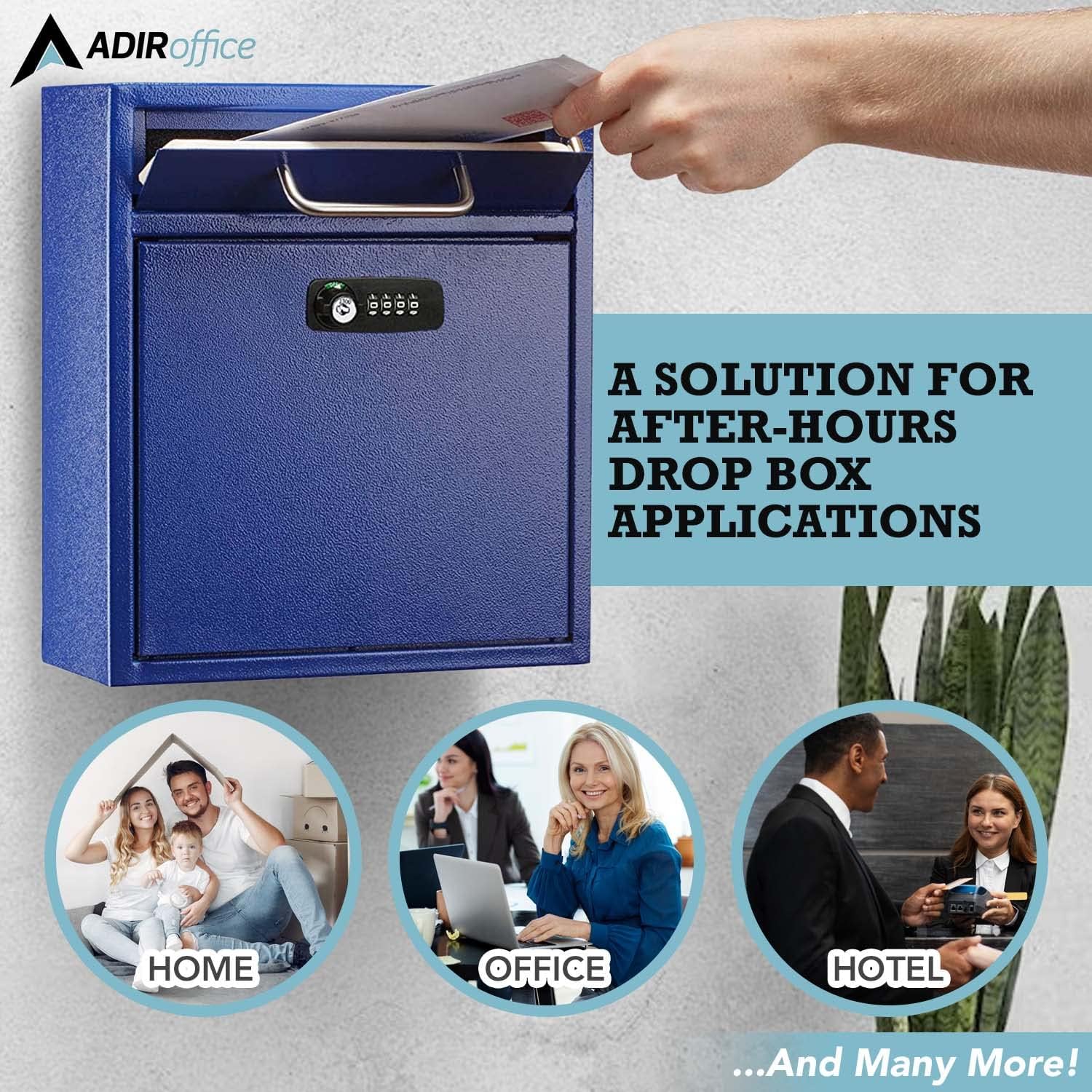 Medium Wall Mountable Mailbox with Key and Combination lock