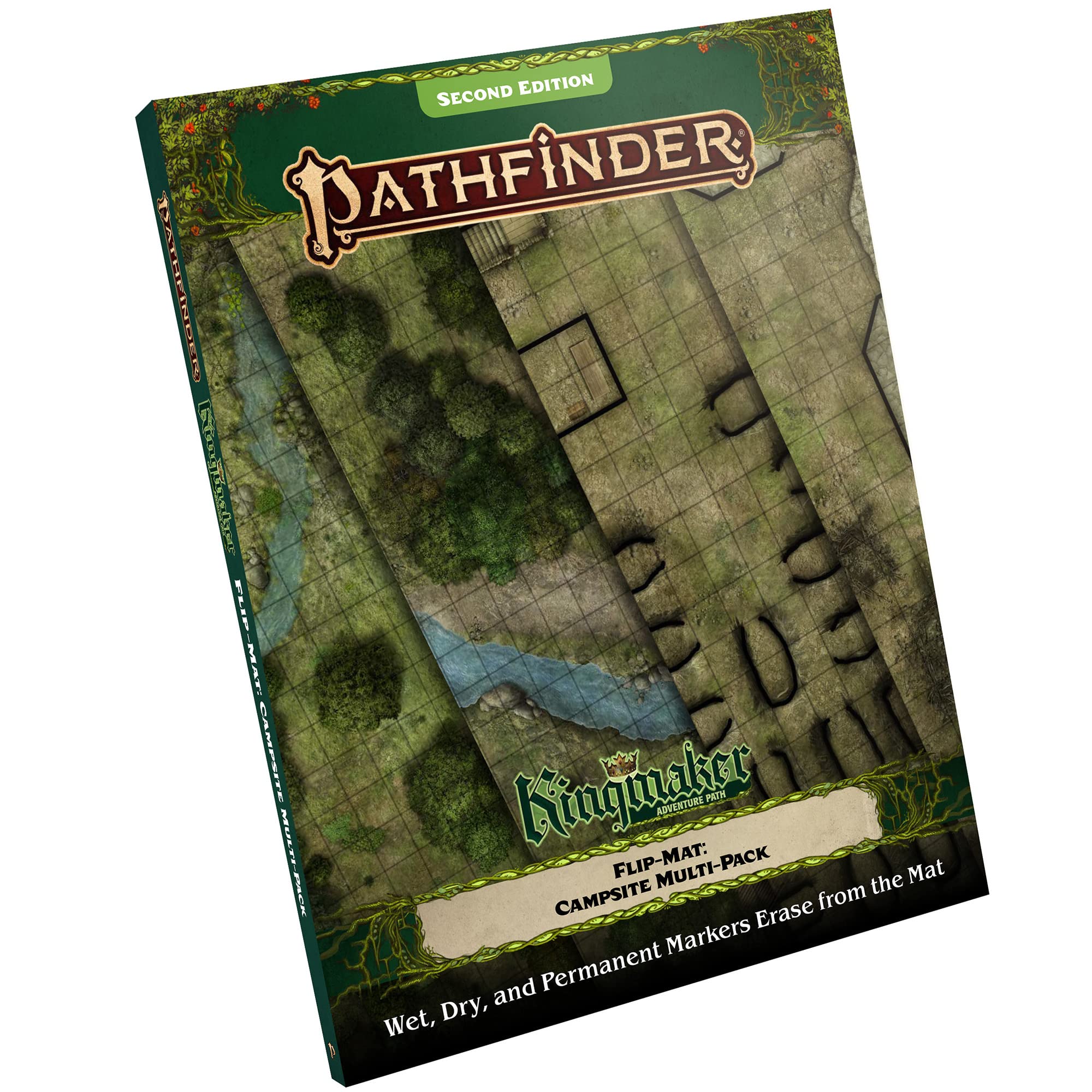 Pathfinder 2E Flip-Mat Multi-Pack Campsites - 3 Battle Maps 24"x 30" for Kingmaker Adventure Path Tabletop RPG