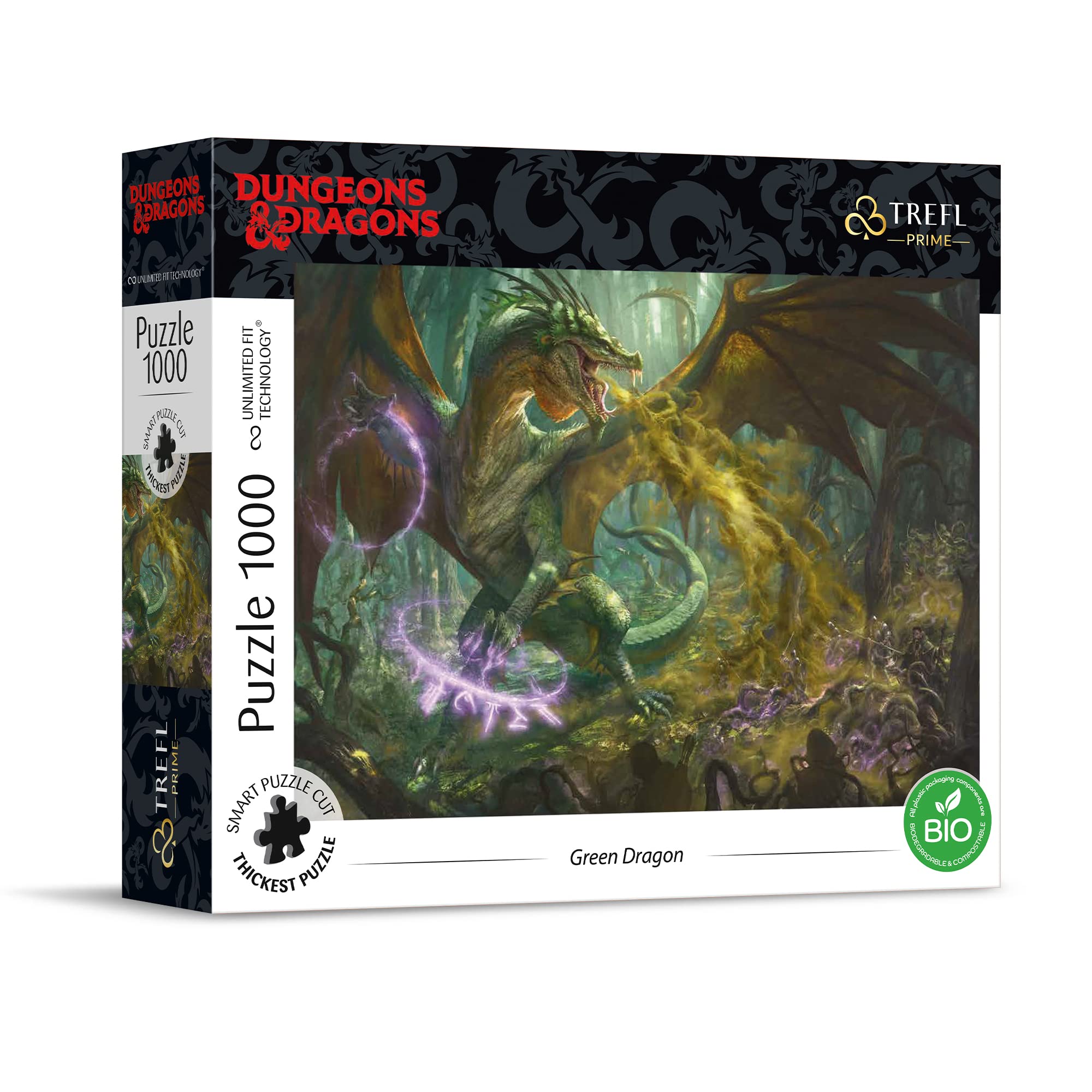 Trefl Dungeons & Dragons Prime 1000 Piece Jigsaw Puzzle The Green Dragon 27"x19" Thick Cardboard, BIO, ECO, Green Dragon, Fantasy, D&D, Creative Entertainment for Adults and Children from 14 Years Old
