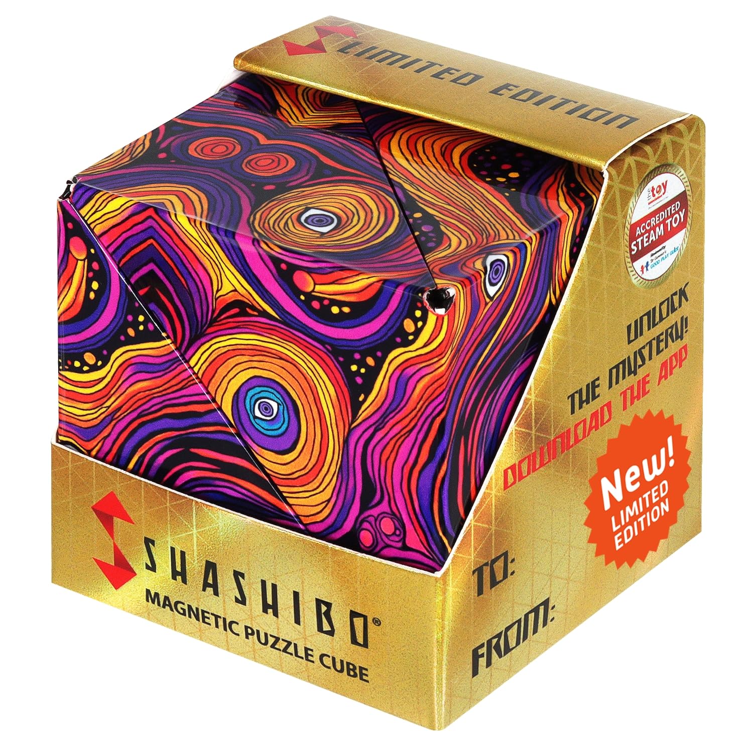 Shashibo Seasonal Halloween - Shape Shifting Box - Award-Winning, Patented Magnetic Puzzle Cube w/ 36 Rare Earth Magnets - Fidget Transforms Into Over 100+ Shapes (Hypnotic Digital)