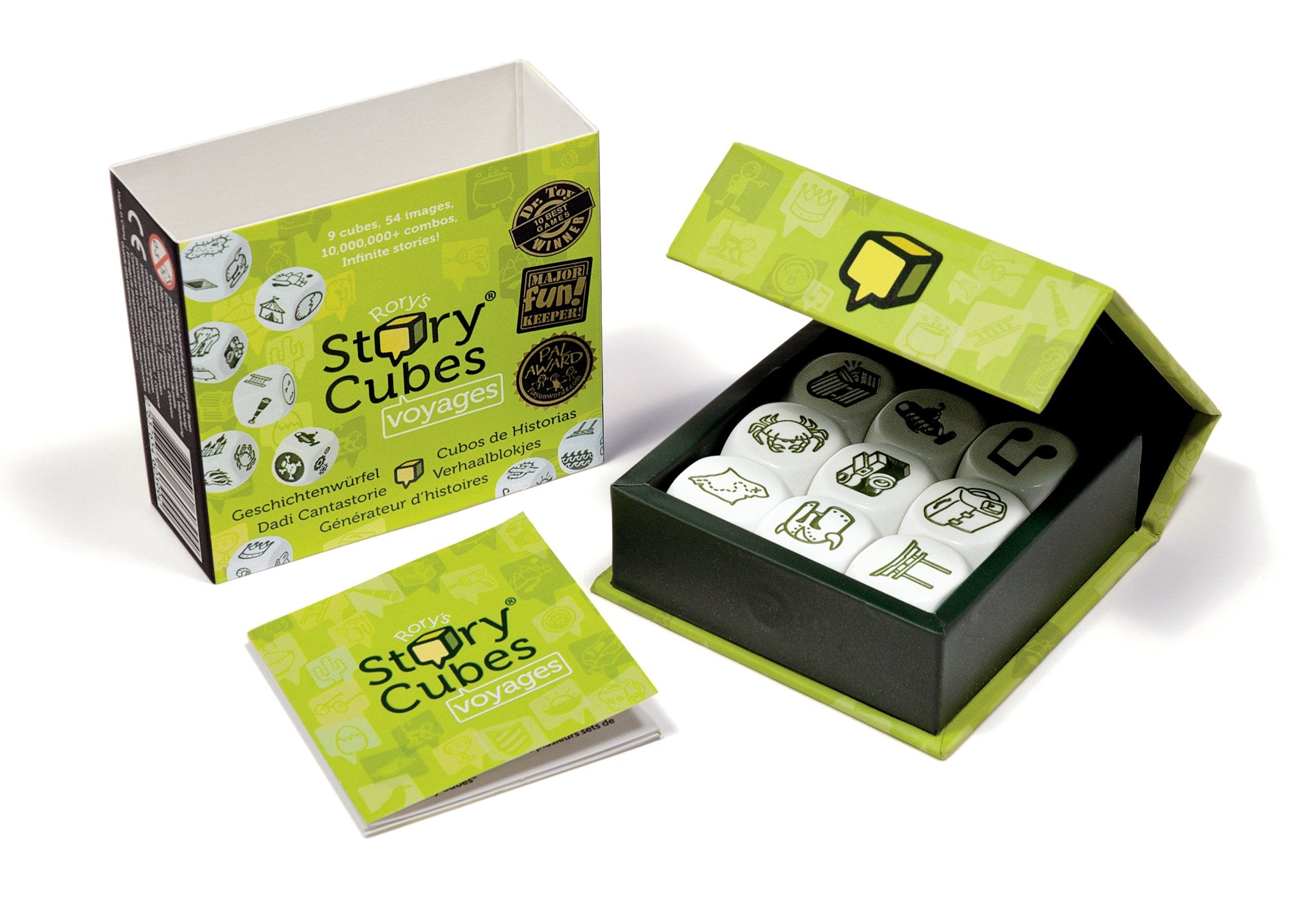 Asmodee Rory's Story Cubes Voyages (Box) - Embark on Epic Adventures! Creative Storytelling Game for Kids & Adults, Ages 6+, 1+ Players, 10 Minute Playtime
