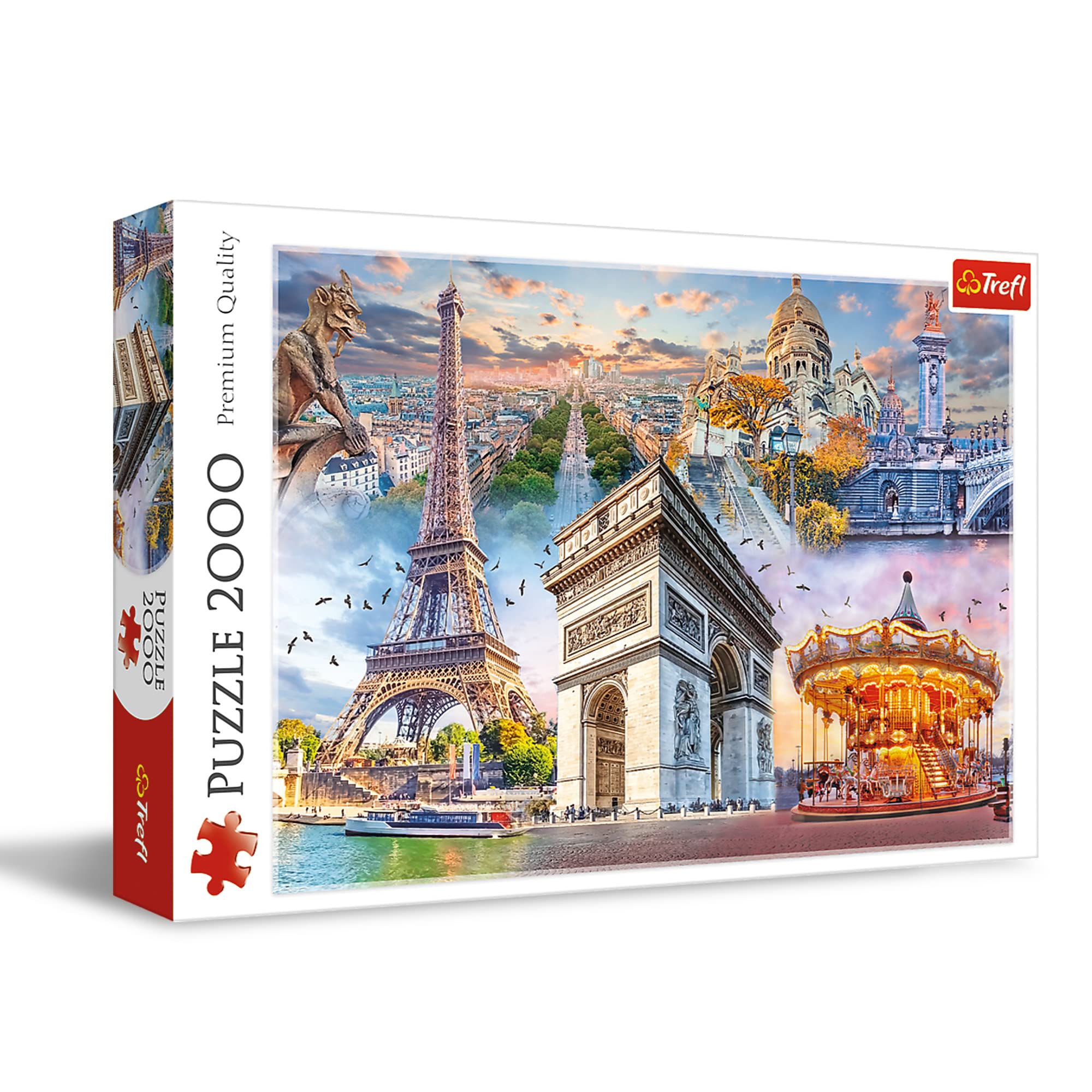 Trefl Weekend in Paris 2000 Piece Jigsaw Puzzle Red 38"x27" Print, DIY Puzzle, Creative Fun, Classic Jigsaw for Adults and Children from 14 Years Old