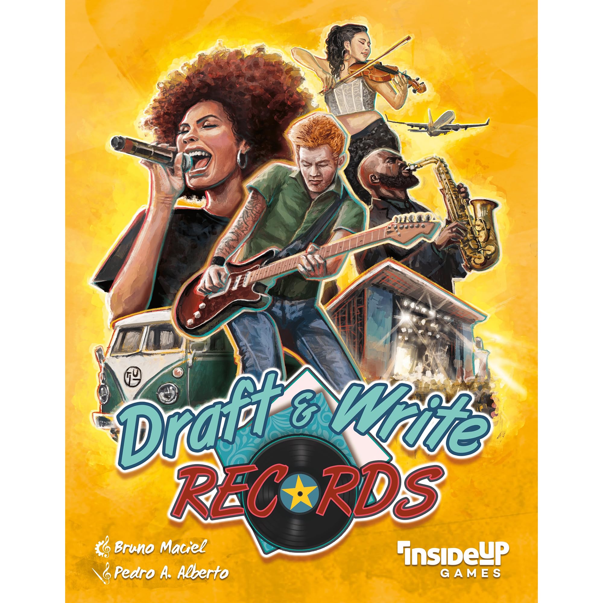 Inside Up Games Draft & Write Records | Music Board Game, Card Drafting | Draft Your Band, Tour The World, Top The Charts | for 1 to 6 Players | for Ages 10 and Up | 30-40 Minute Playtime