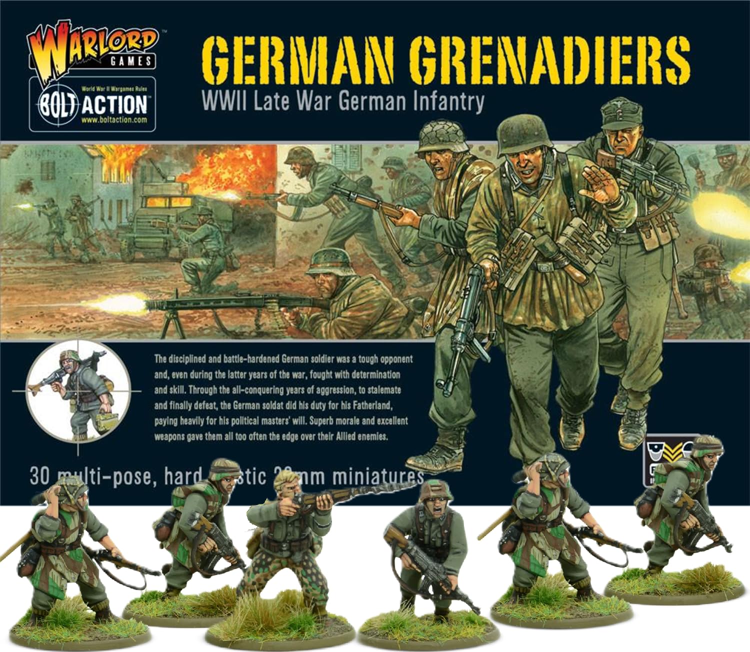 Warlord Games German Grenadiers - 28mm Scale Plastic Miniatures for Bolt Action Highly Detailed World War 2 Miniatures for Table-top Wargaming
