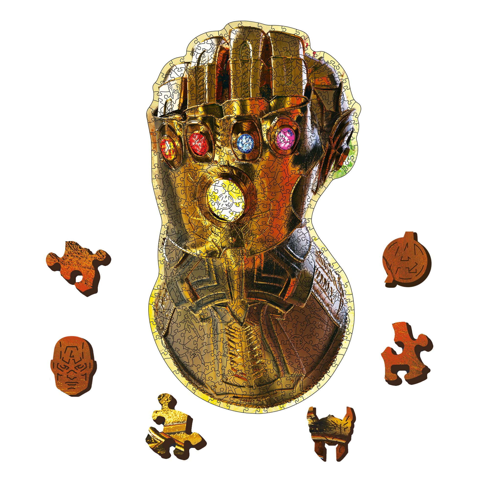 Trefl Marvel Wood Craft 500+5 Piece Jigsaw Puzzle Infinity Gauntlet Irregular Shapes, 50 Special Puzzles, Modern Premium Jigsaw, for Adults and Children from 14 Years Old