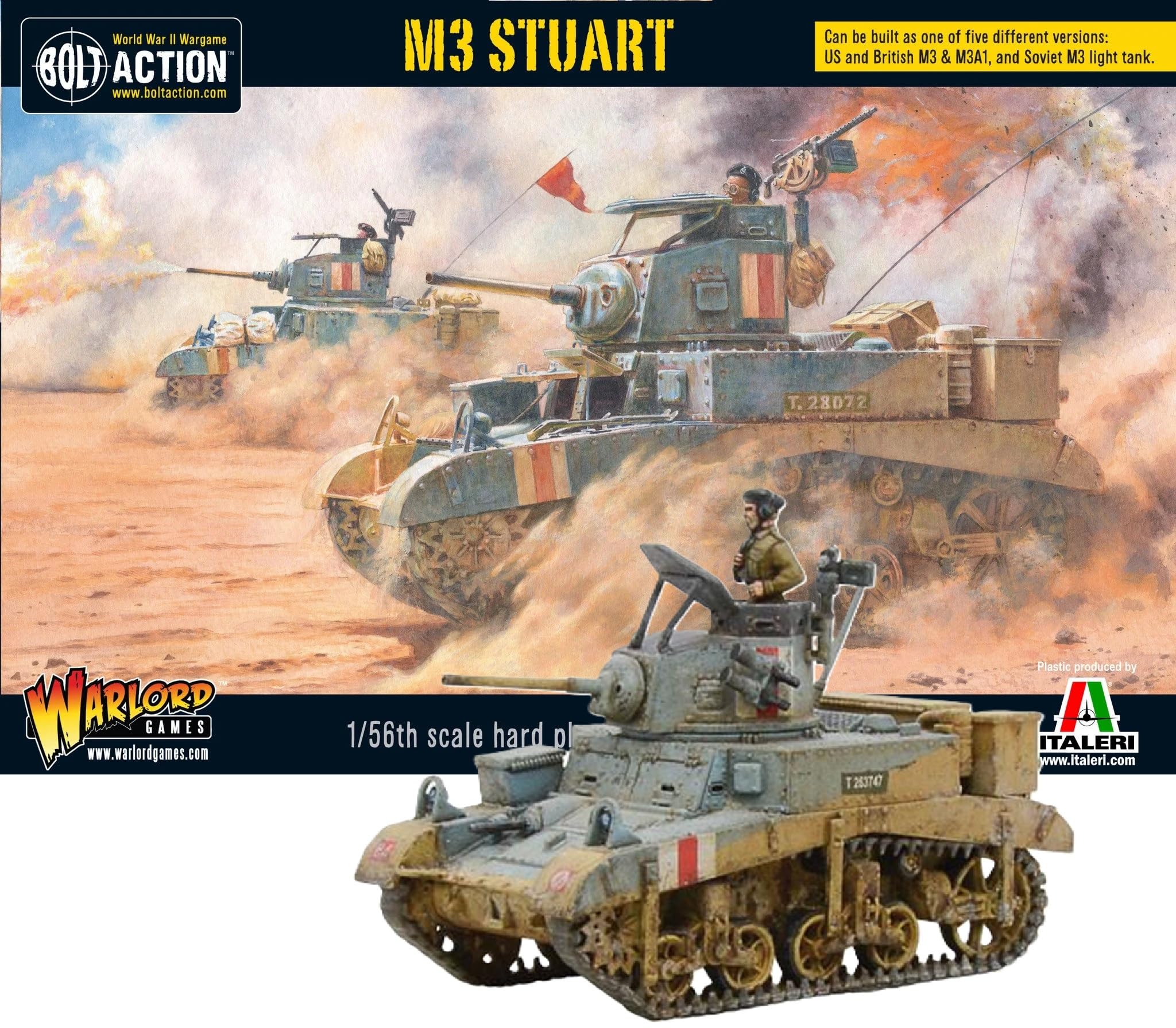 Wargames Delivered - Warlord Games Bolt Action M3 Stuart Allied Light Tank 1:56 WWII Military Wargaming Plastic Model Kit