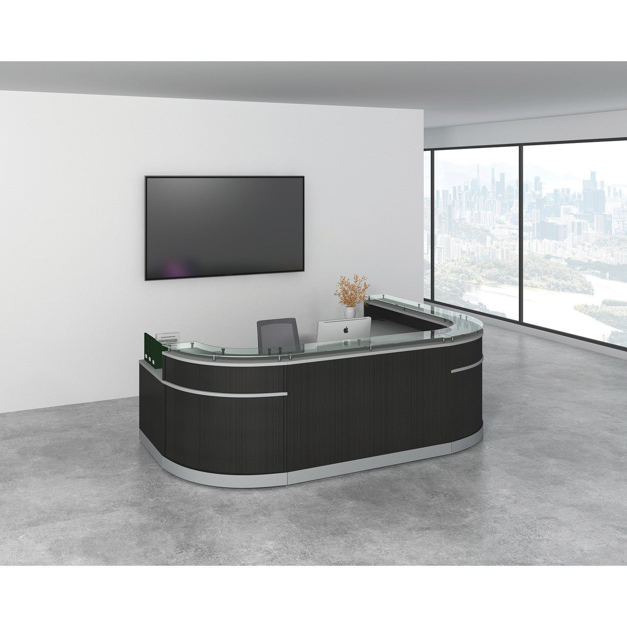 OfficeSource Cosmo U Shape Reception Typical - Steely Gray