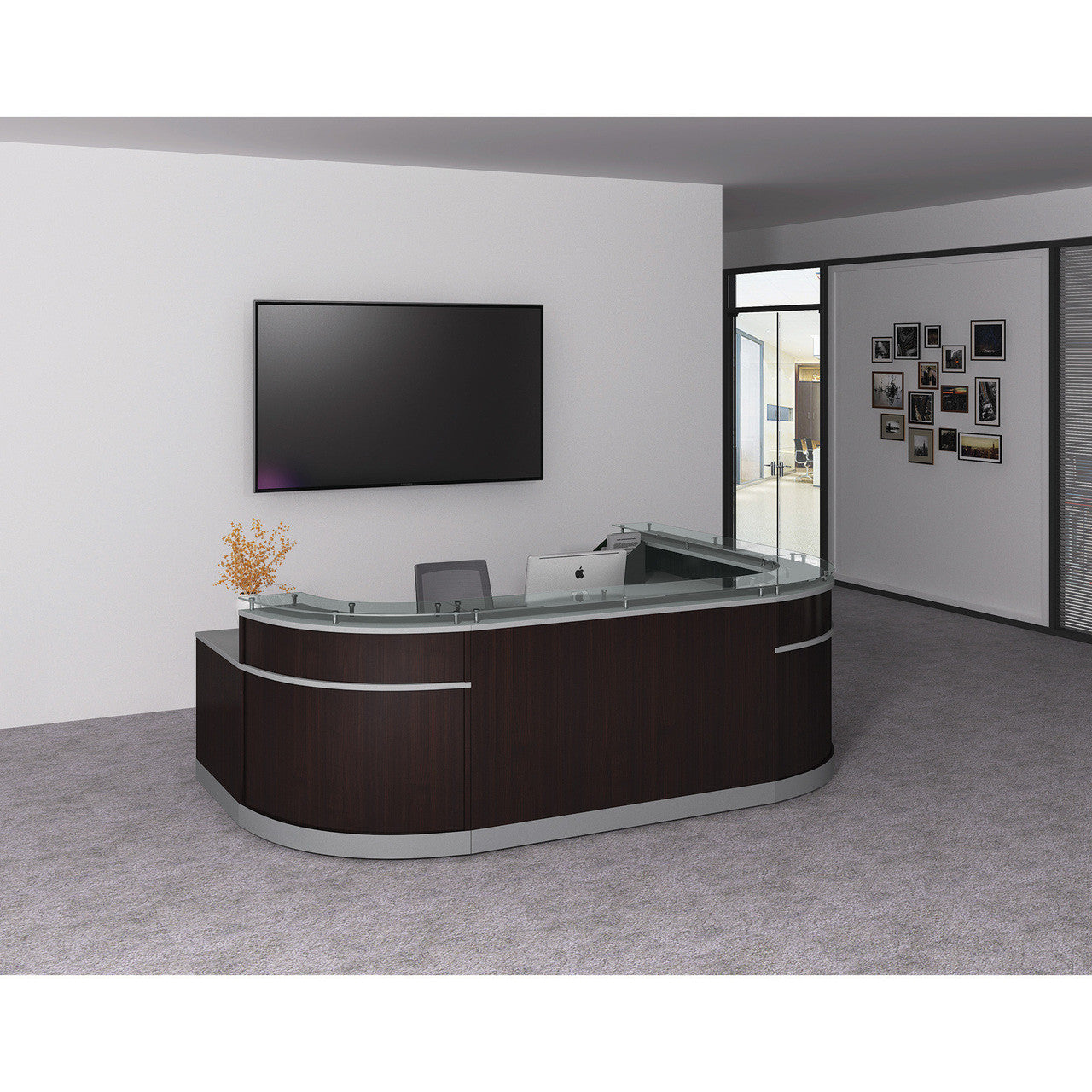 OfficeSource Cosmo U Shape Reception Typical - Cordova Brown