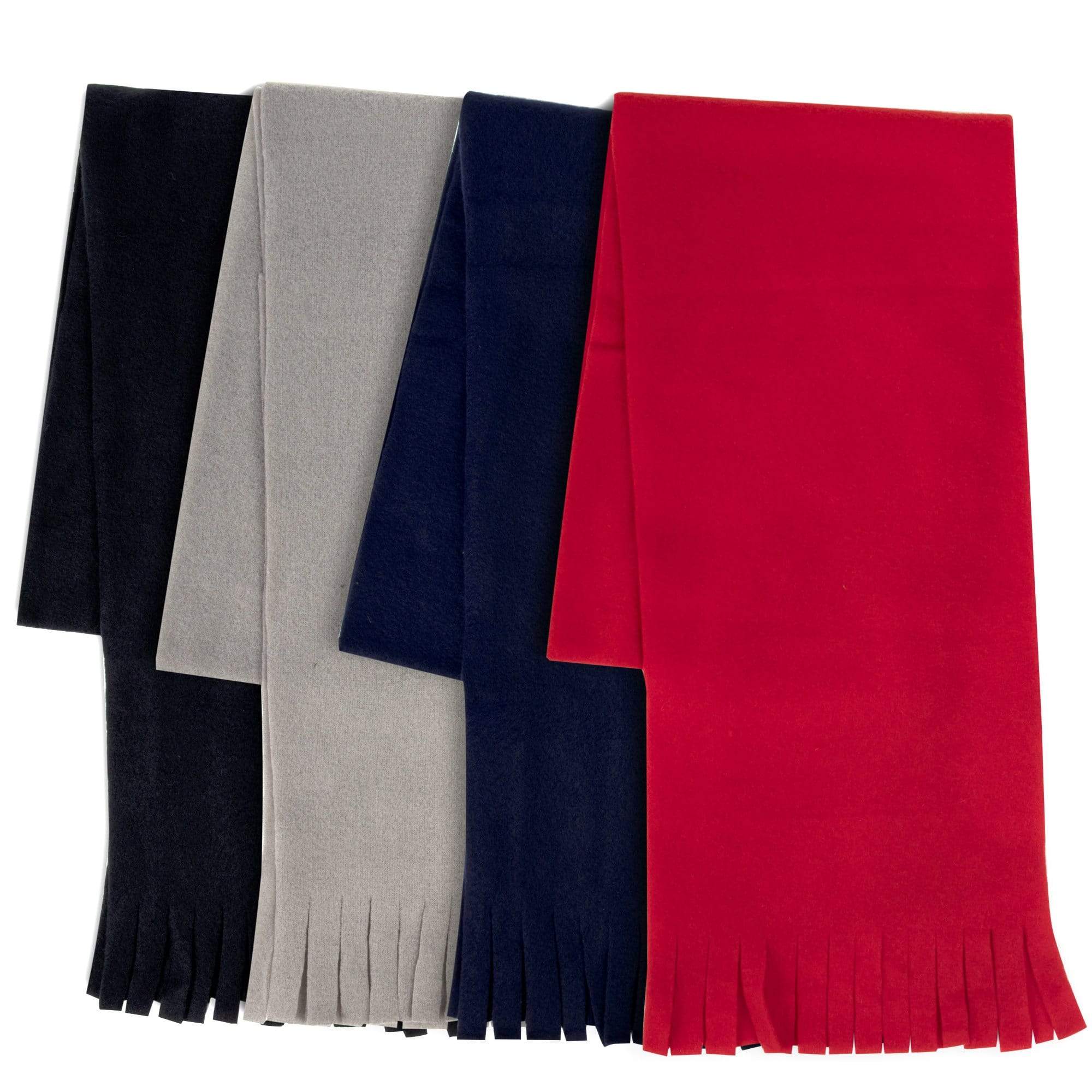 Adult Fleece Scarves 60" x 8" With Fringe - Assorted Colors - 100 in the Pack