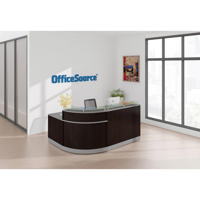OfficeSource Cosmo Reception Typical - 79.5"W x 63''D x 41''H - Cordova Brown