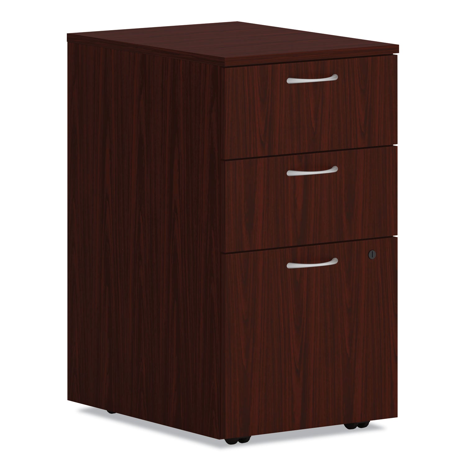 HON Mod HLPLPMBBF Pedestal, 3 Drawers, Traditional Mahogany Finish, 28" H x 15" W x 20" D, 1 Each