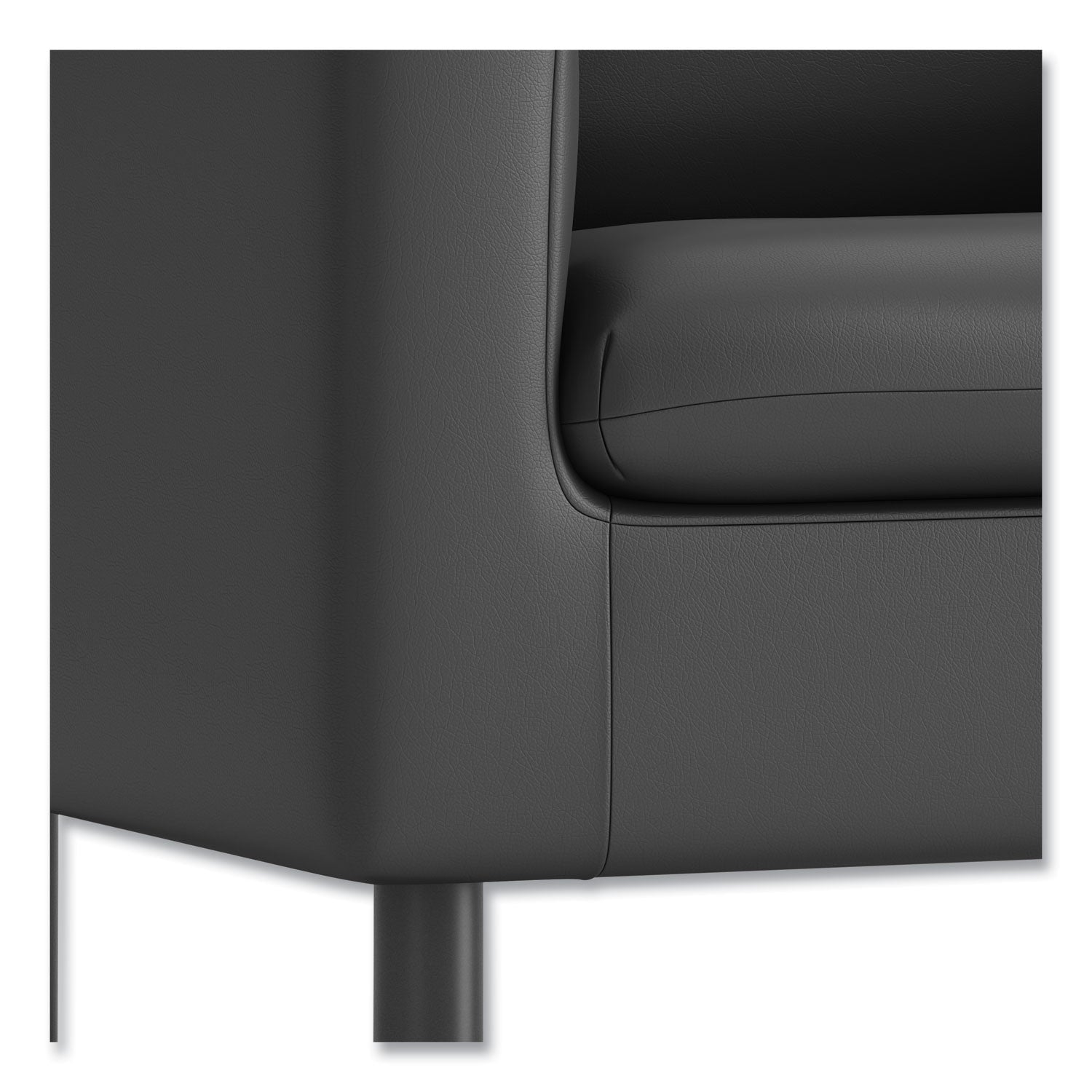 HON Parkwyn Club Chair, Black Polyurethane, 29" H x 33" W x 26.8" D, Black Metal Legs, 1 Each