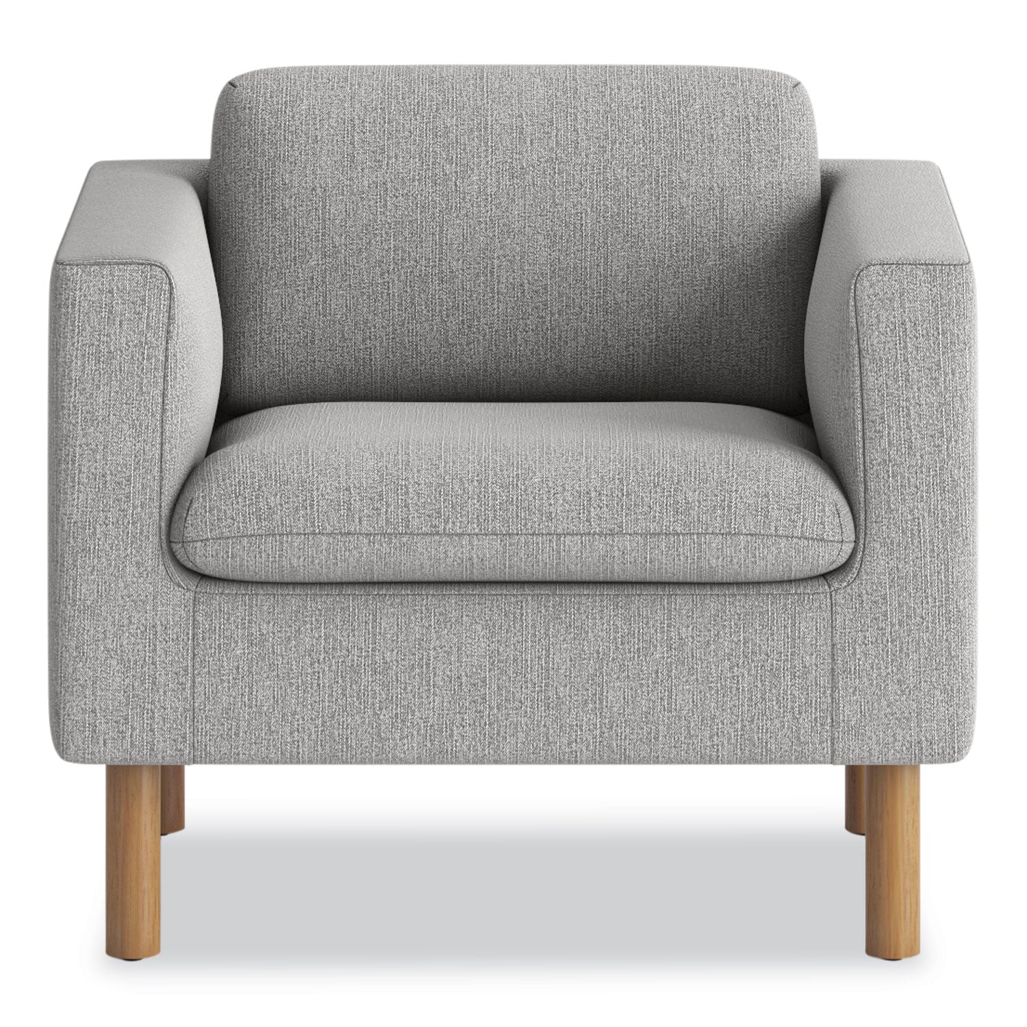 HON Parkwyn Club Chair, Gray Fabric, Medium Oak Legs, 1 Each