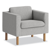 HON Parkwyn Club Chair, Gray Fabric, Medium Oak Legs, 1 Each