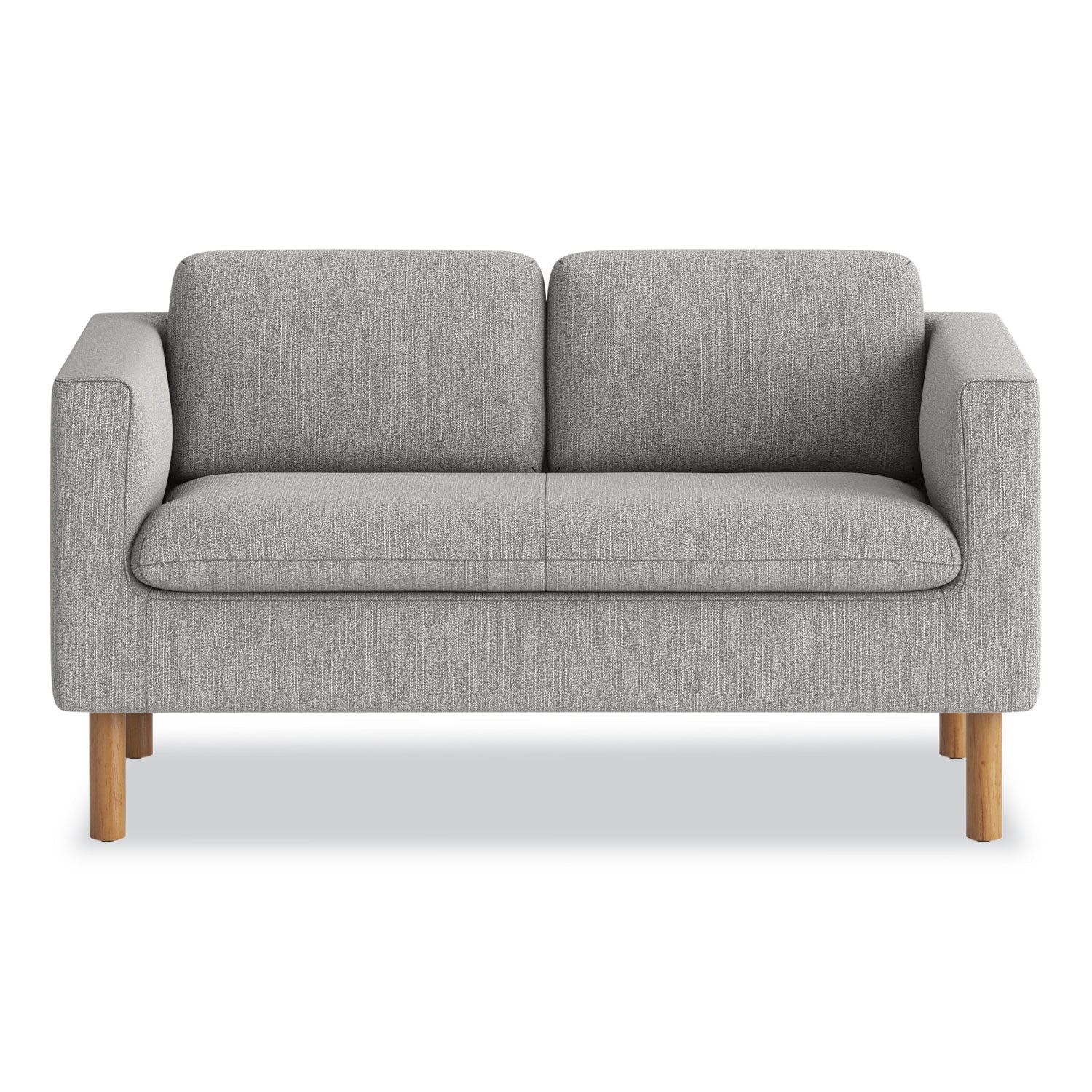 HON Parkwyn Loveseat, Gray Fabric, Medium Oak Legs, 2-Seater, 1 Each