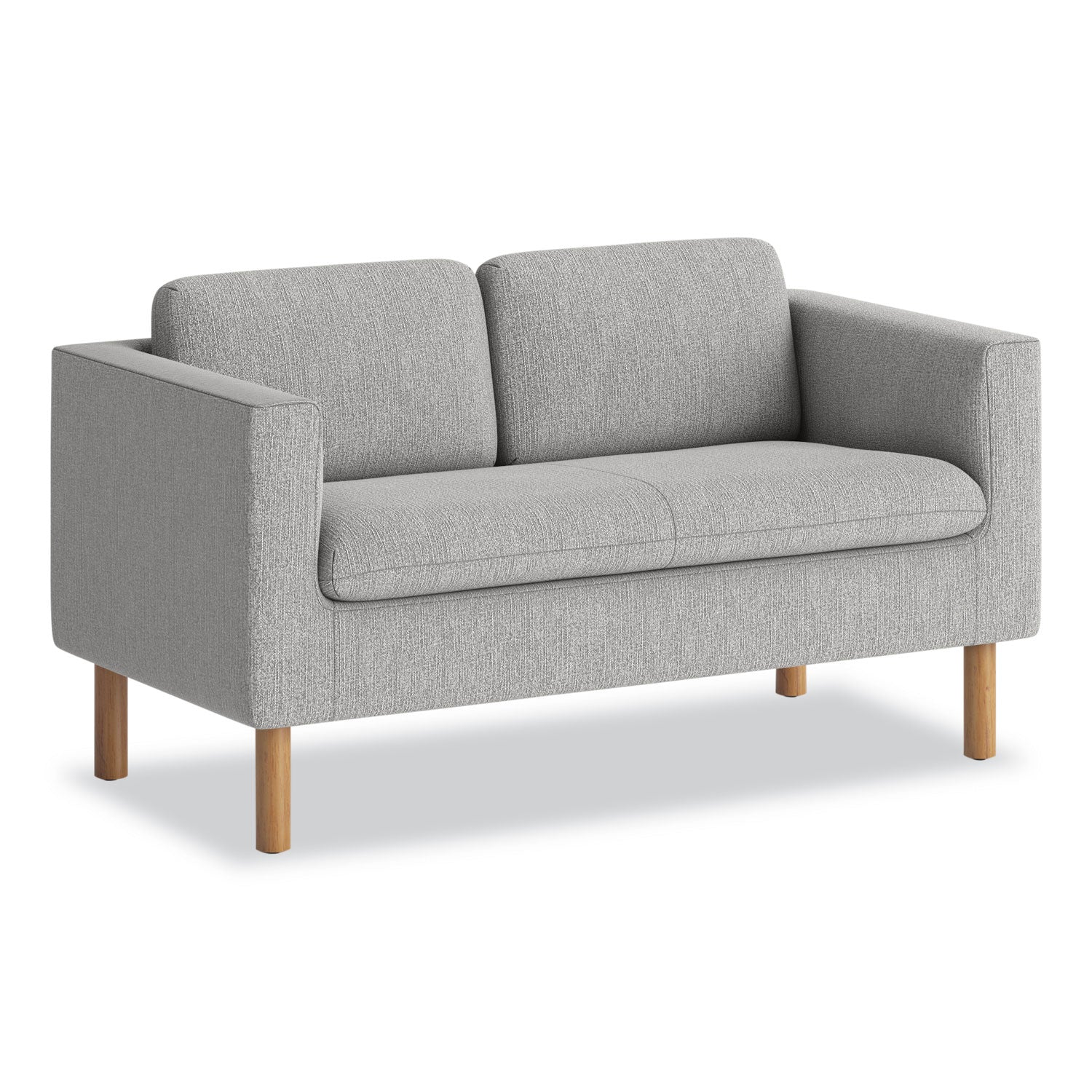 HON Parkwyn Loveseat, Gray Fabric, Medium Oak Legs, 2-Seater, 1 Each