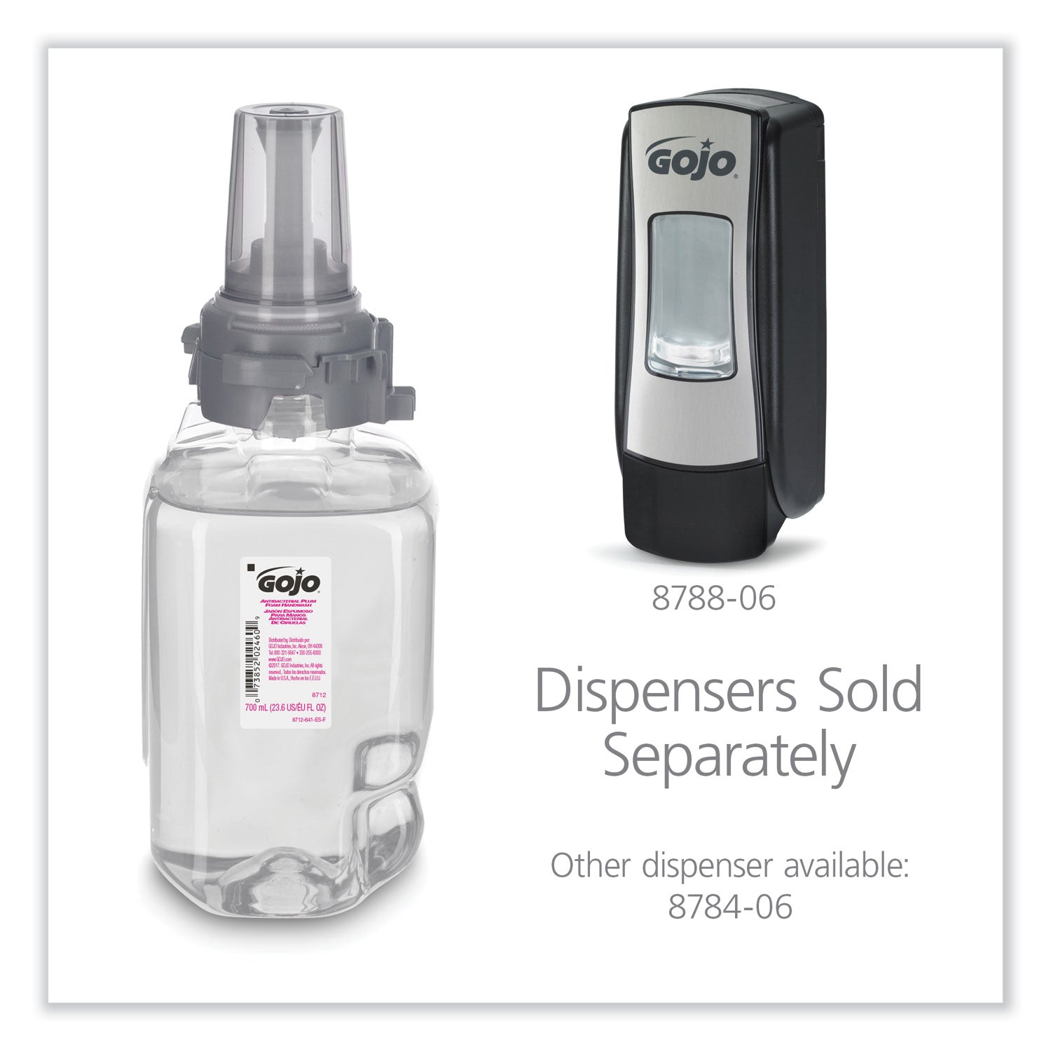 Gojo&reg; ADX-7 Dispenser Antibacterial Hand Soap Refill - Plum Scent - 23.67 fl oz - Pump Bottle Dispenser - Bacteria Remover, Kill Germs - Hand, Skin - Moisturizing - Antibacterial - Clear - Rich Lather, Bio-based - 1 Each