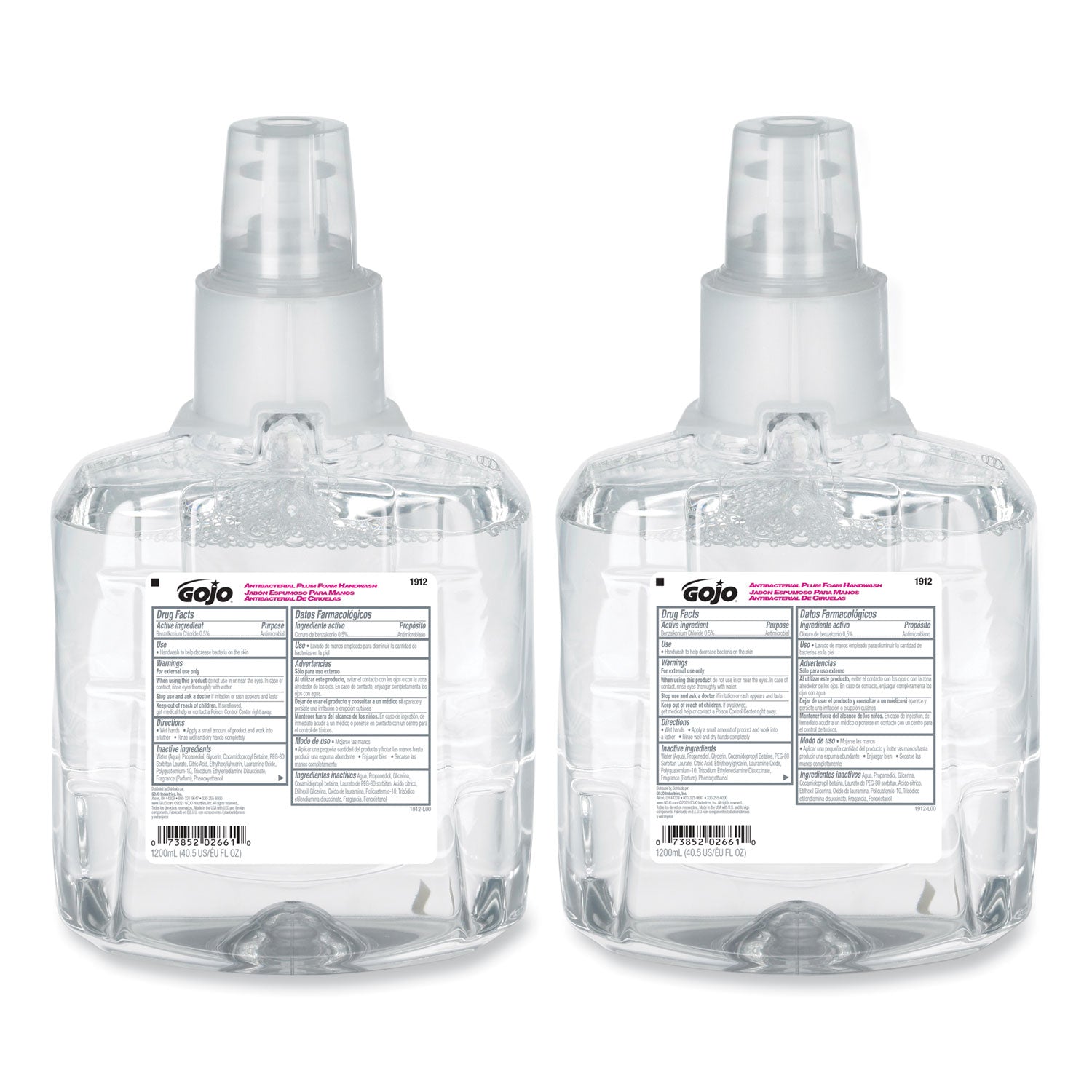 Antibacterial Foam Hand Wash Refill, For LTX-12 Dispenser, Plum Scent, 1,200 mL, 2/Carton