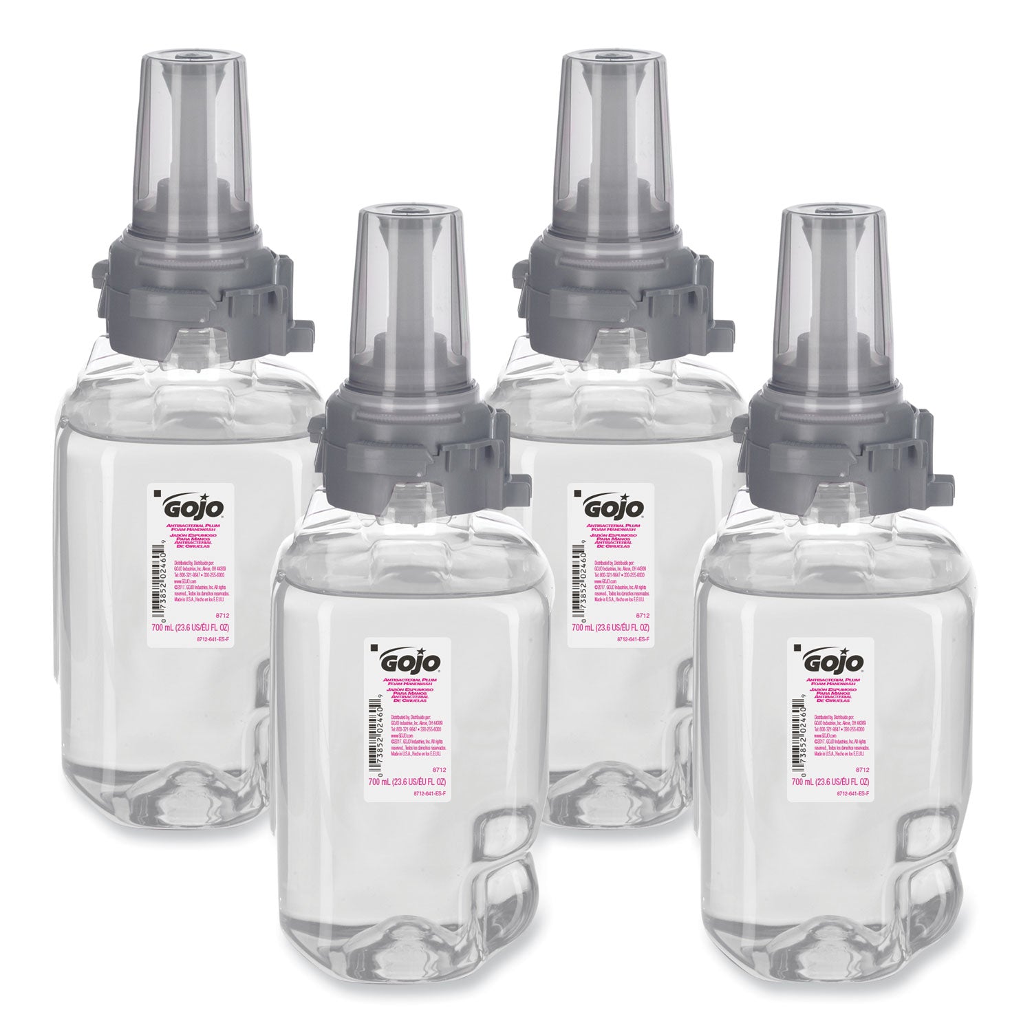 Gojo&reg; ADX-7 Dispenser Antibacterial Hand Soap Refill - Plum Scent - 23.67 fl oz - Pump Bottle Dispenser - Bacteria Remover, Kill Germs - Hand, Skin - Moisturizing - Antibacterial - Clear - Rich Lather, Bio-based - 1 Each